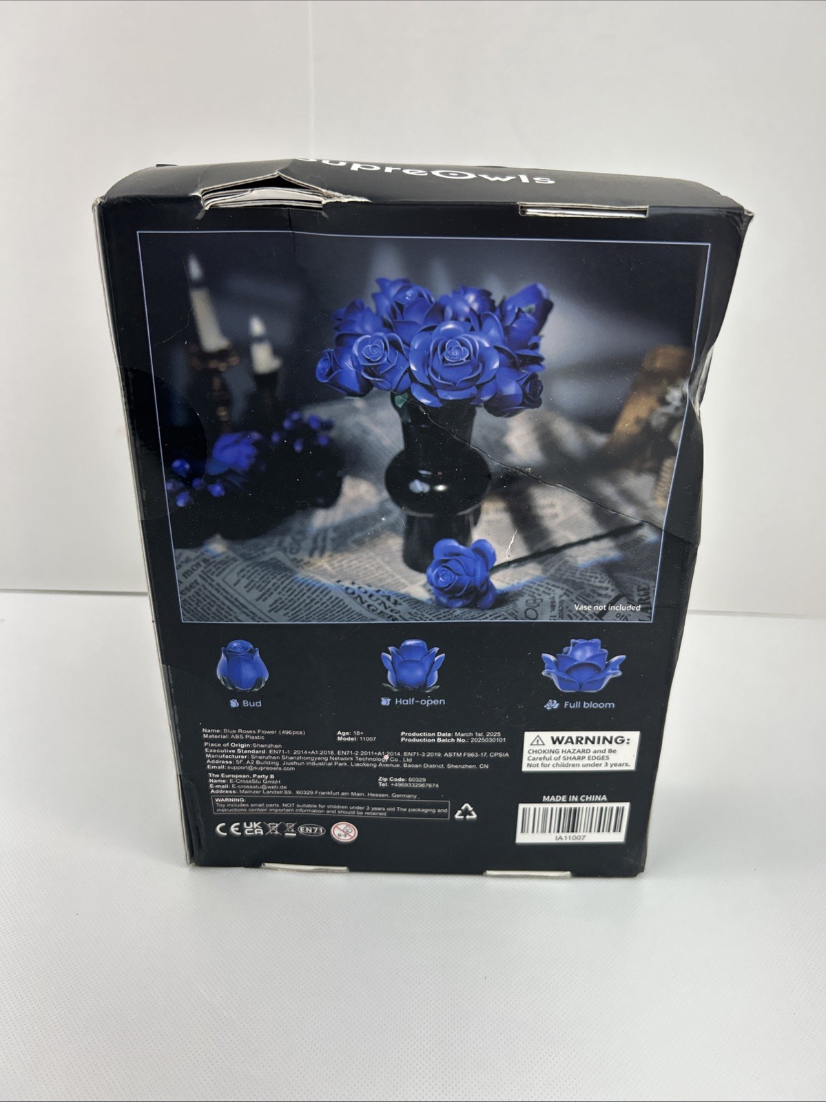 Blue Rose Building Set 496 Pcs Floral Bouquet Decor Gift for Women Adults