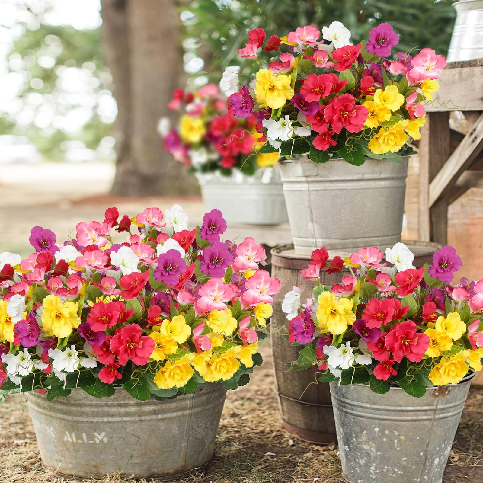 5 Pcs Artificial Flowers for Outdoors Hibiscus Spring Summer Decor Multicolor…