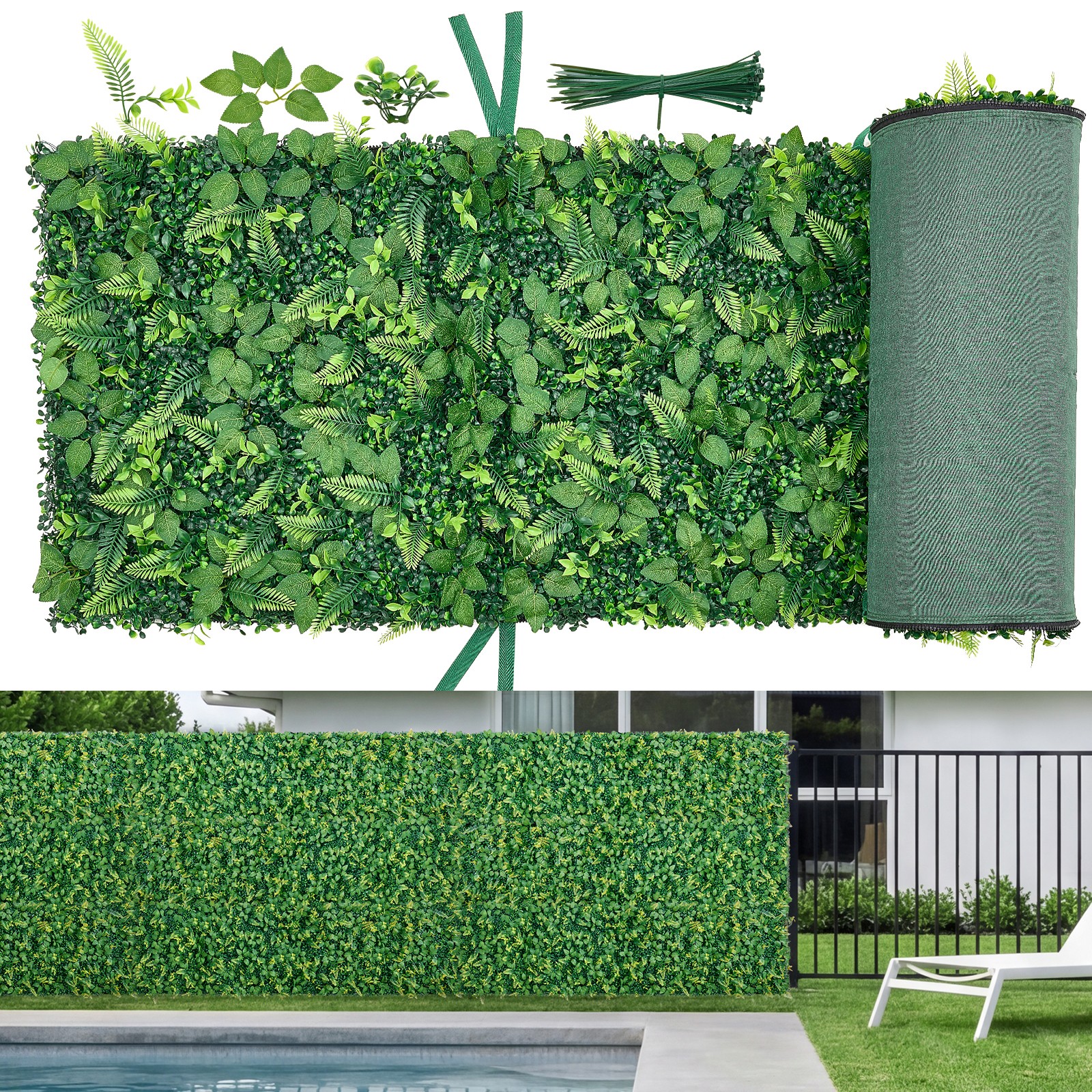 Uimoso Artificial Greenery Wall Panels 4PCS 2 x 8 ft Boxwood Screen for Patio