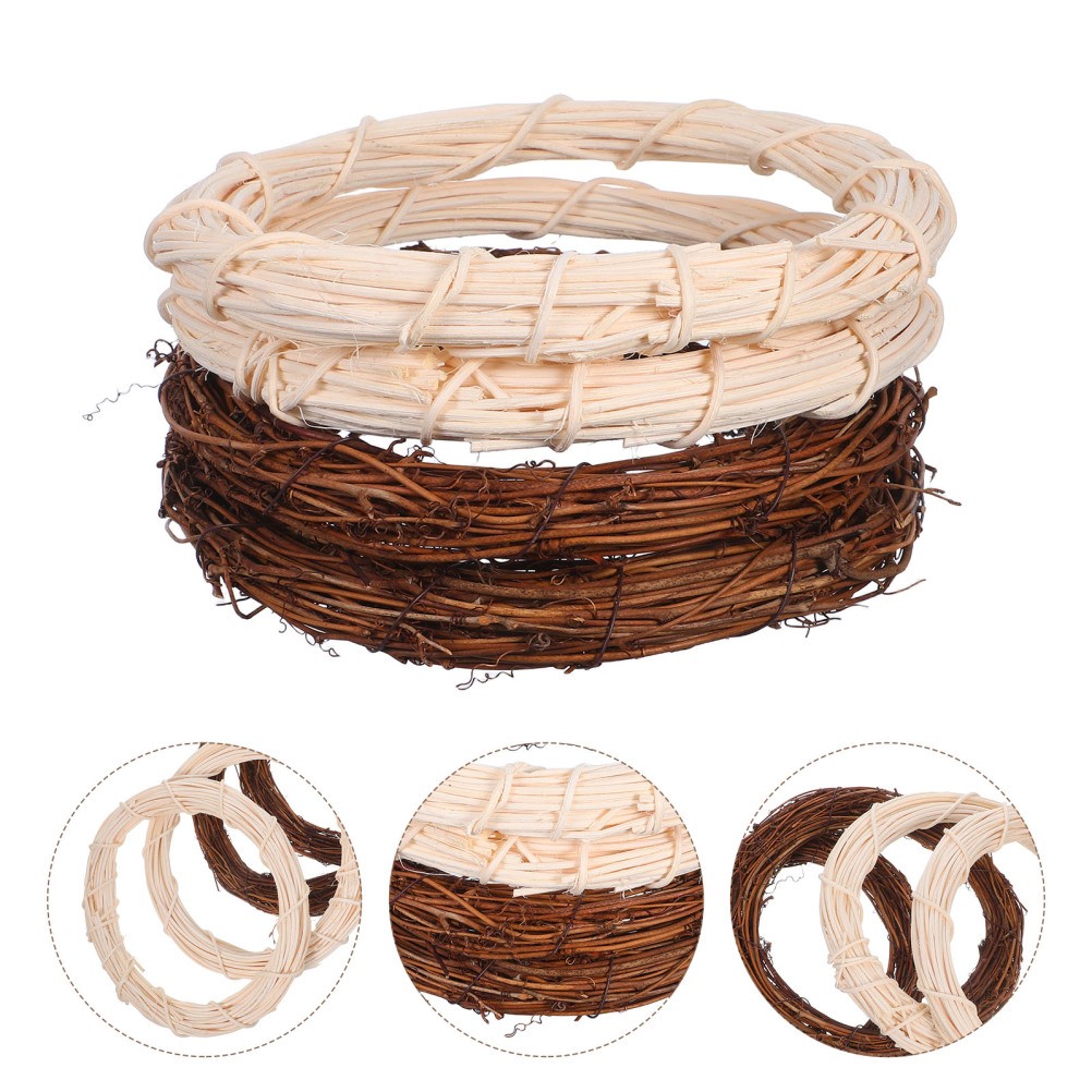 4pcs Rattan Door Wreaths 7.86 Inch Natural Twig Rings for Wedding And Fall Decor