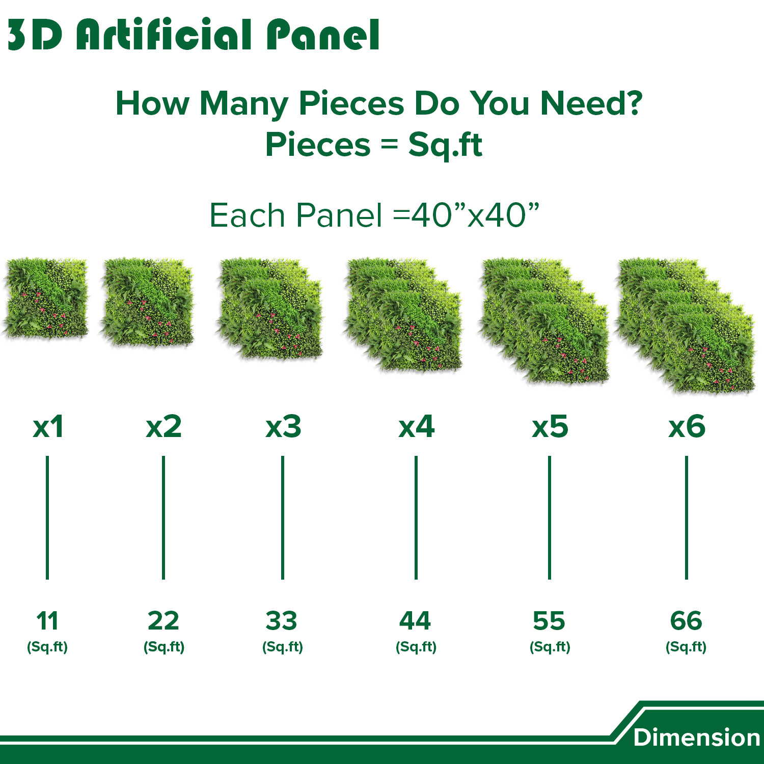 40″ Artificial Grass Mats 3D Mixed Plant Wall Ledge Decor For Home Festival #9