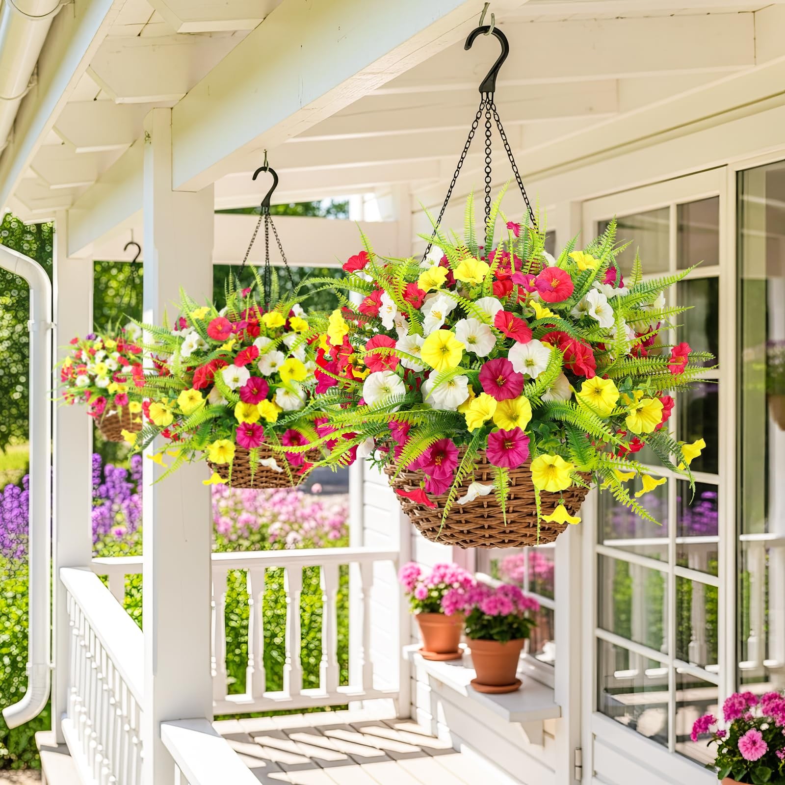 Artificial Flowers for Outdoors 12 Bundles Artificial Petunias Fake Flowers U…