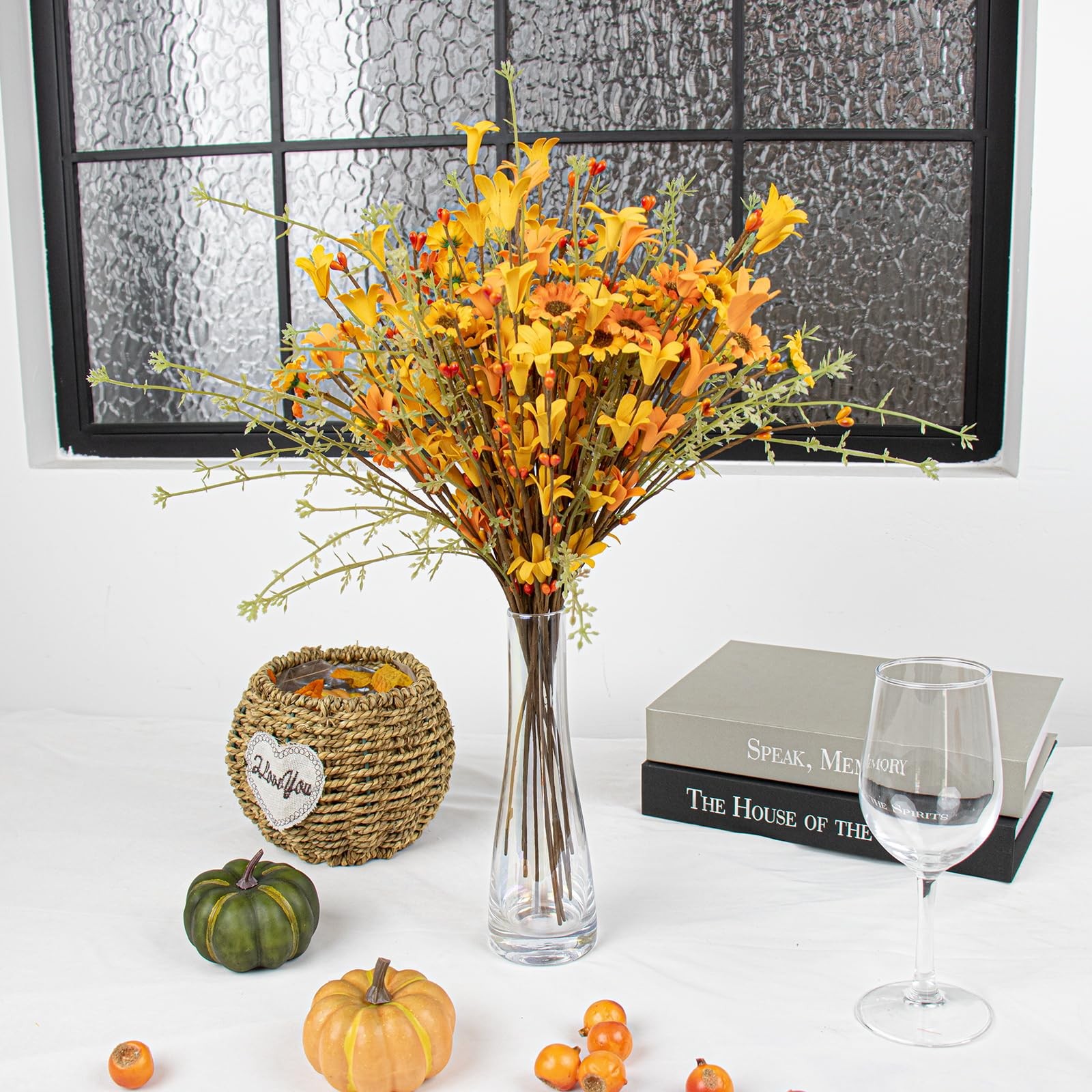 Fall Flower Decorations 12 Pack Autumn Floral Picks Artificial Forsythia Flow…