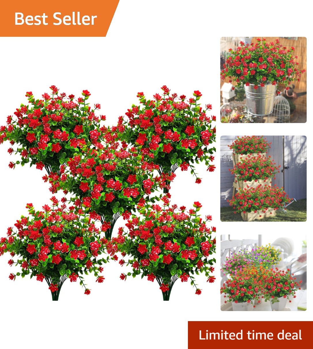 Realistic Eco-Friendly Red-Eucalyptus Fake Flowers – Perfect for Any Season