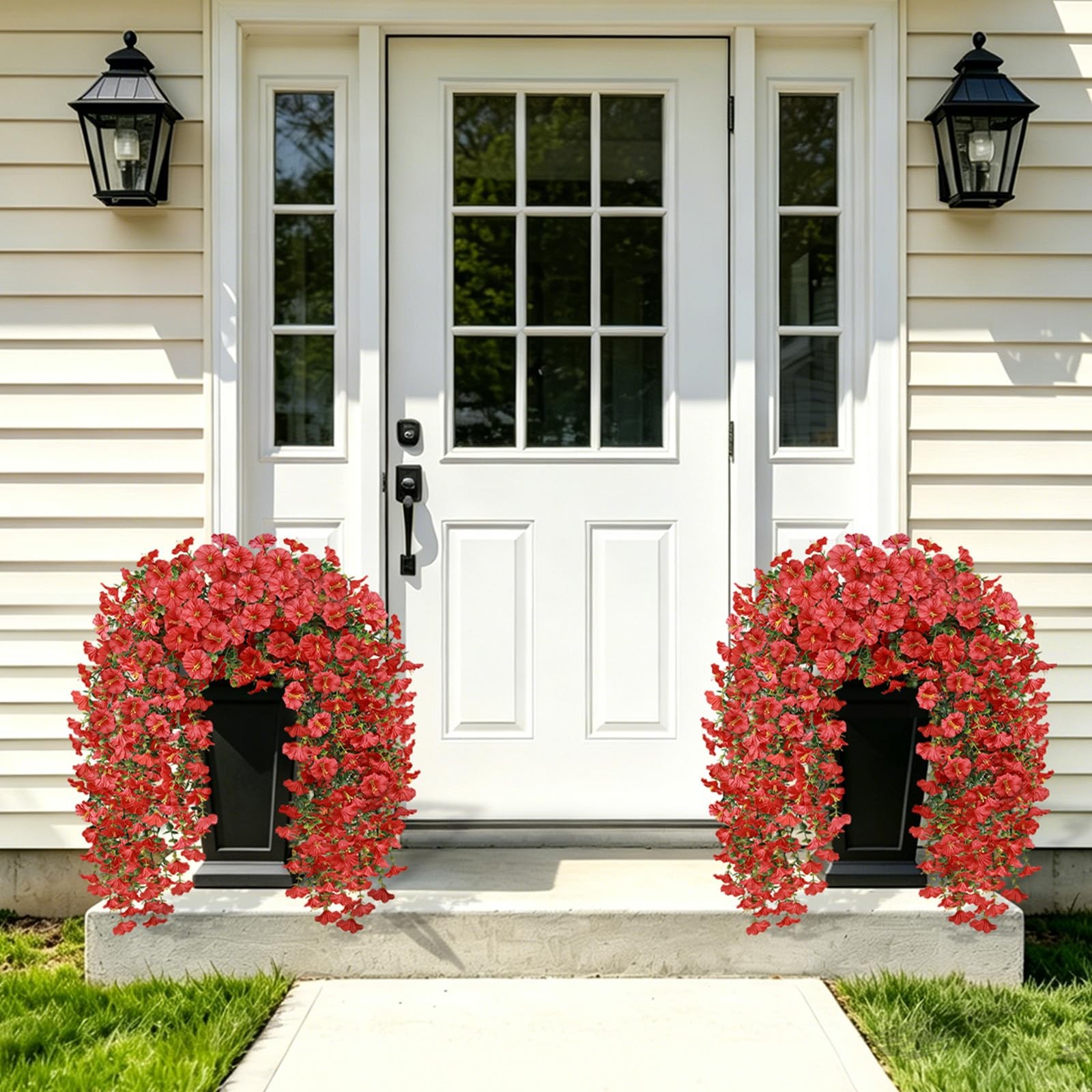 Artificial Flowers for Outdoors, 6-Pack 420 Blooms UV Resistant Hanging Morni…