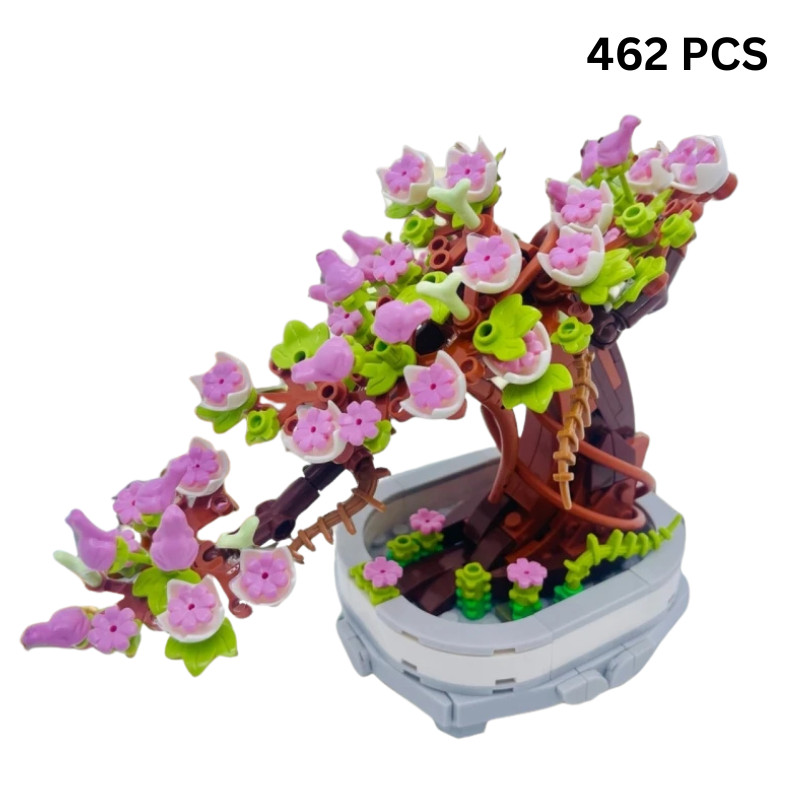 462 PCS Cherry Blossom Bonsai Building Block Flower Set With Pot DIY Decorative