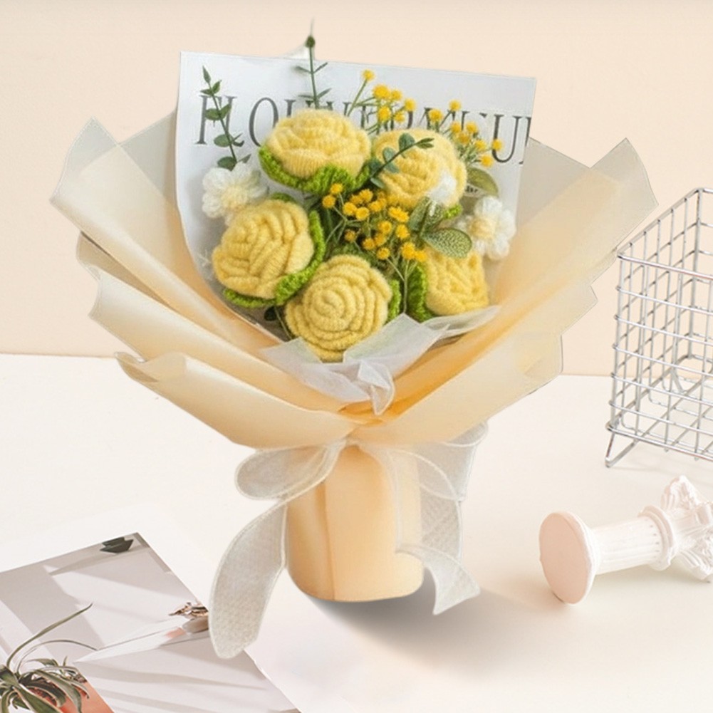 Knitted Bouquet Handcrafted Floral Decoration for Home Use