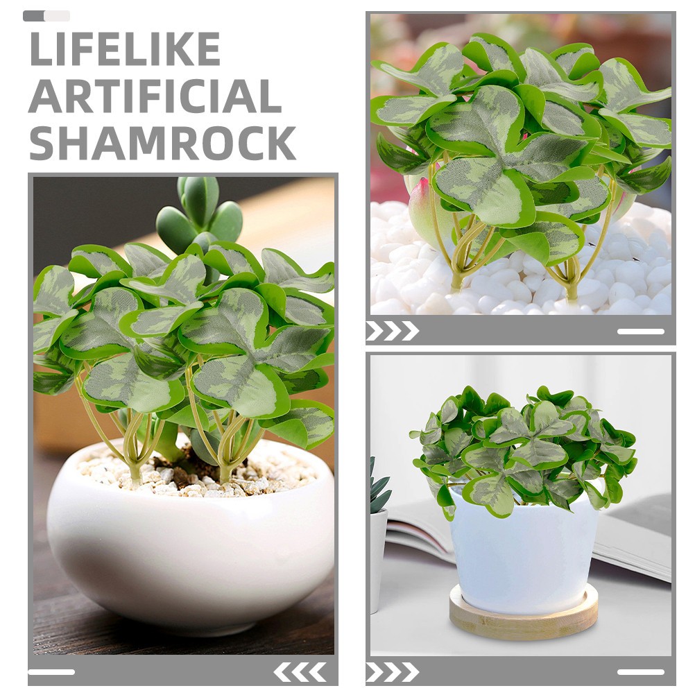 5 Pcs Artificial Shamrock Picks Lifelike Green Plant Stems Home Office Decor