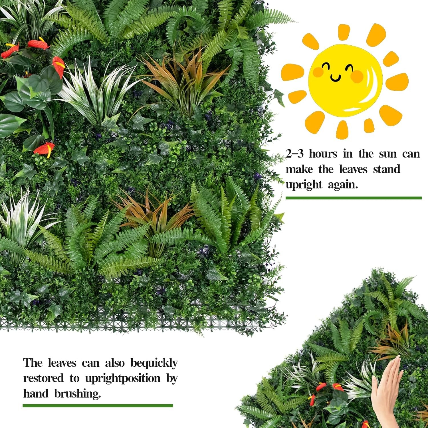 3pcs 40×40 in Faux Greenery Privacy Screen UV Resistant Hedge Panel In/Outdoor