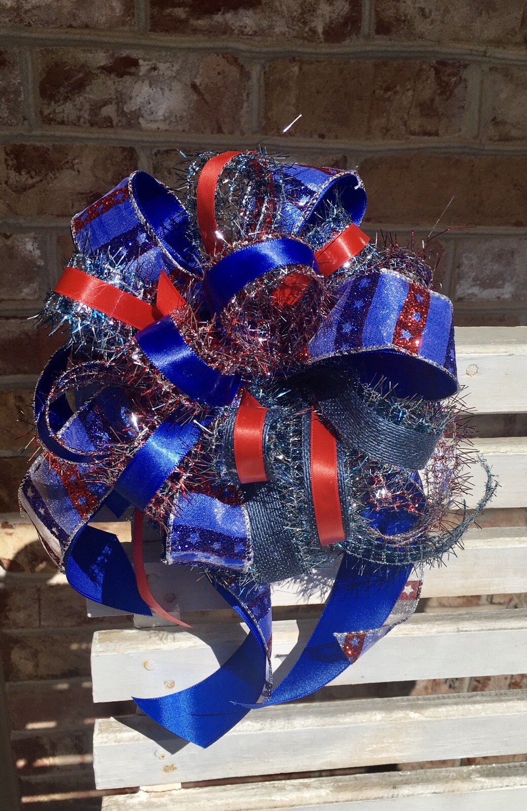 American / 4th Of July Bow For Wreath , Lantern Or Any Decor / Handmade