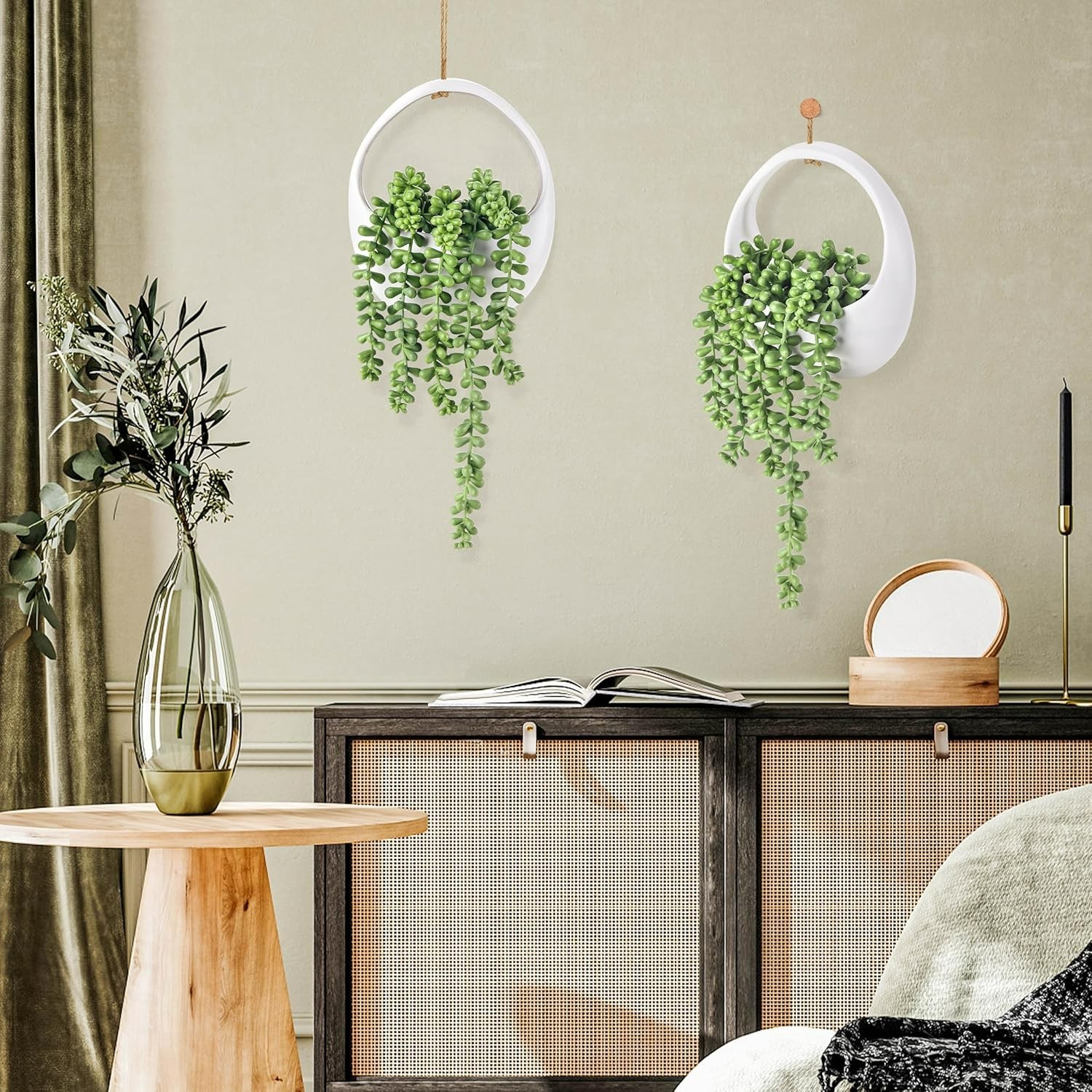 Realistic 2-Pack String of Pearls Fake Plants – Stylish Home & Office Decor