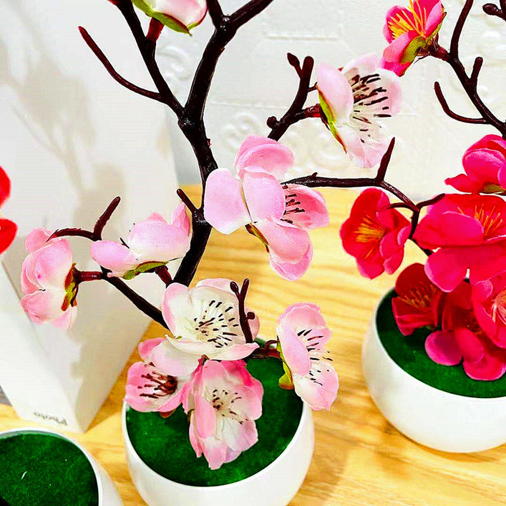 1pc Artificial Wax Plum Blossom Bonsai Branch for Indoor Outdoor Display