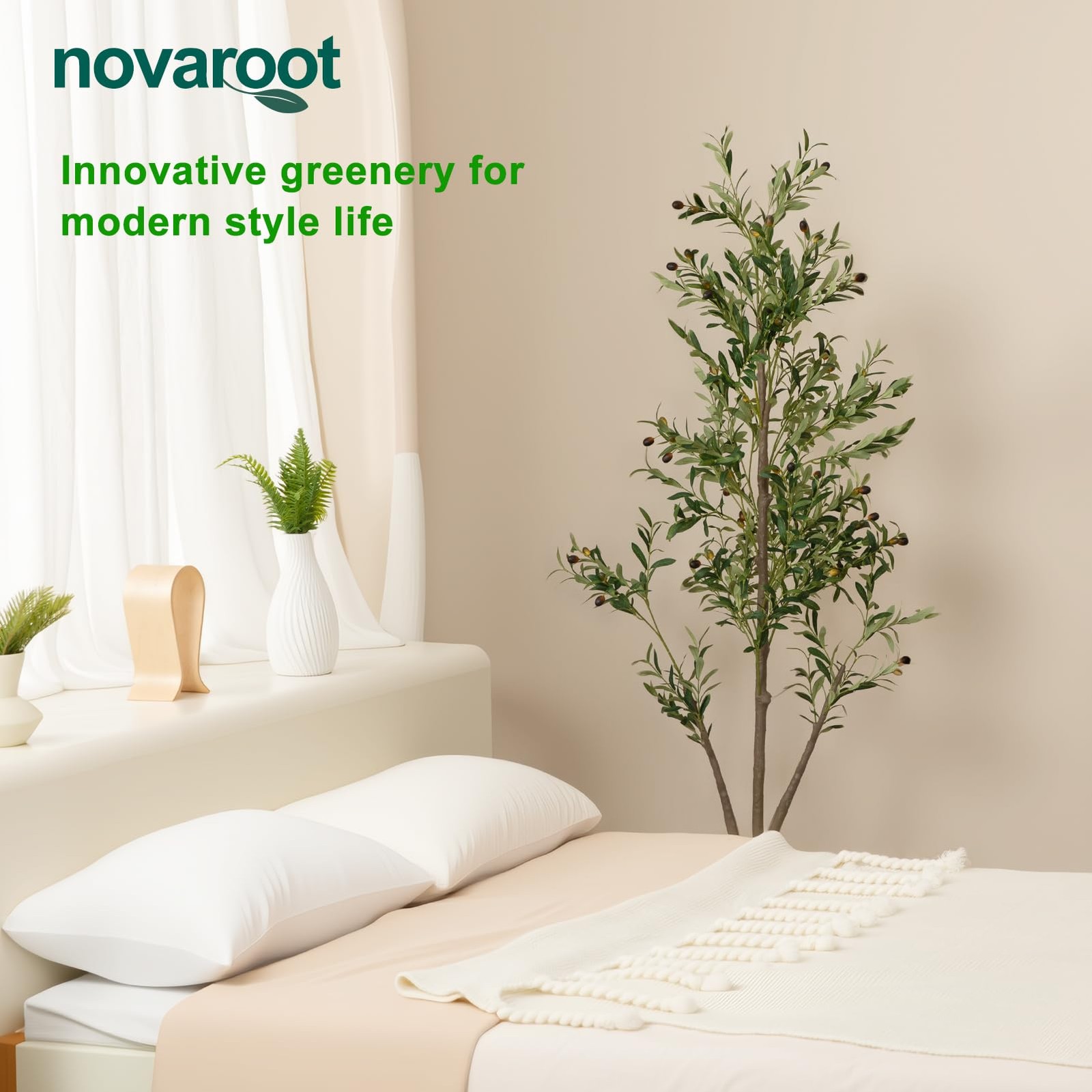 Olive Trees Artificial Indoor, 5FT Tall Faux Olive Tree with Moss and Planter…