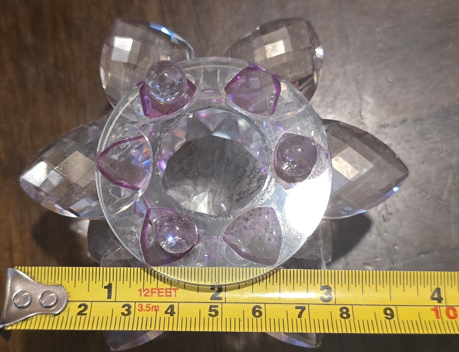 3⅝” Crystal Lotus Flower Pink/Purple Accent Decorative Mini Centerpiece Table