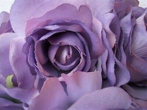 Dozen roses dusky purple lavender silk fabric plant flowers basket shabby chic