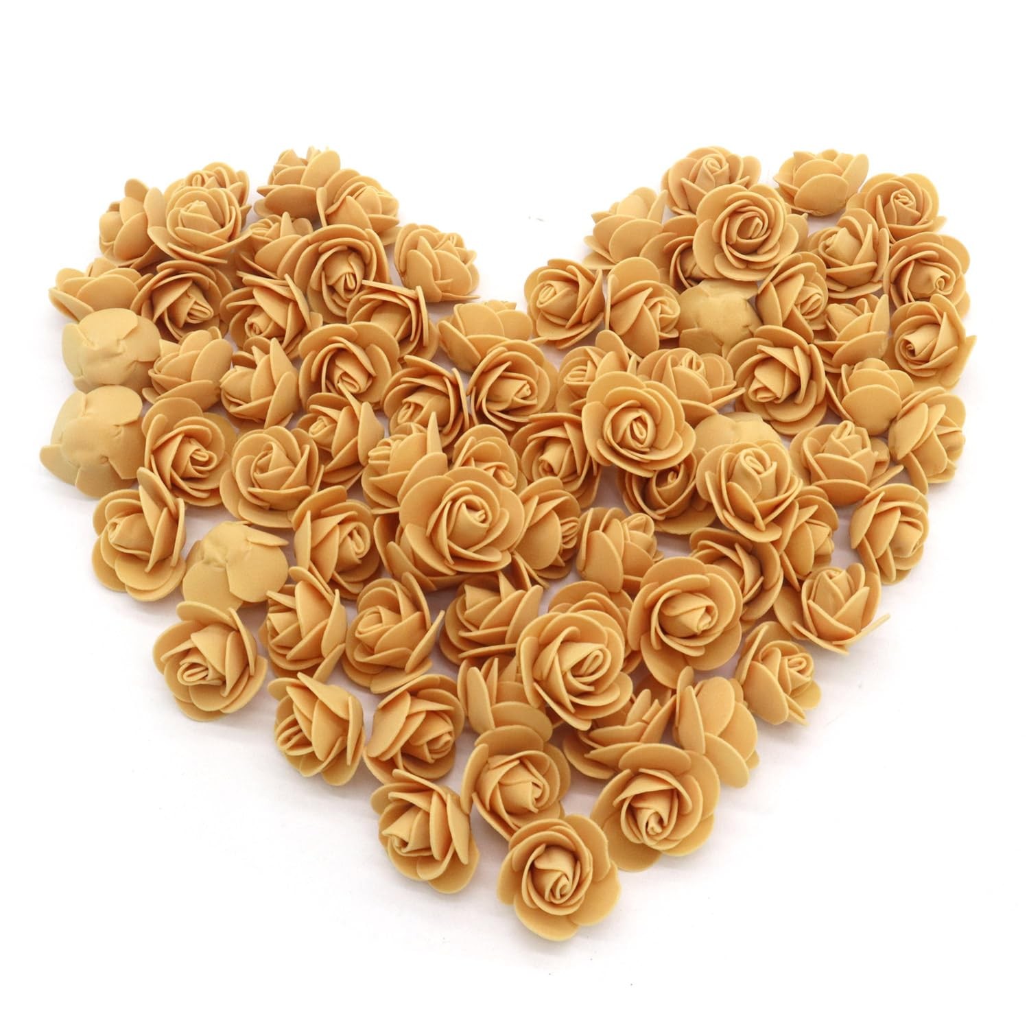 100 PCS 3CM Mini Gold Yellow Artificial Rose Flowers Fake Floral Home Decor