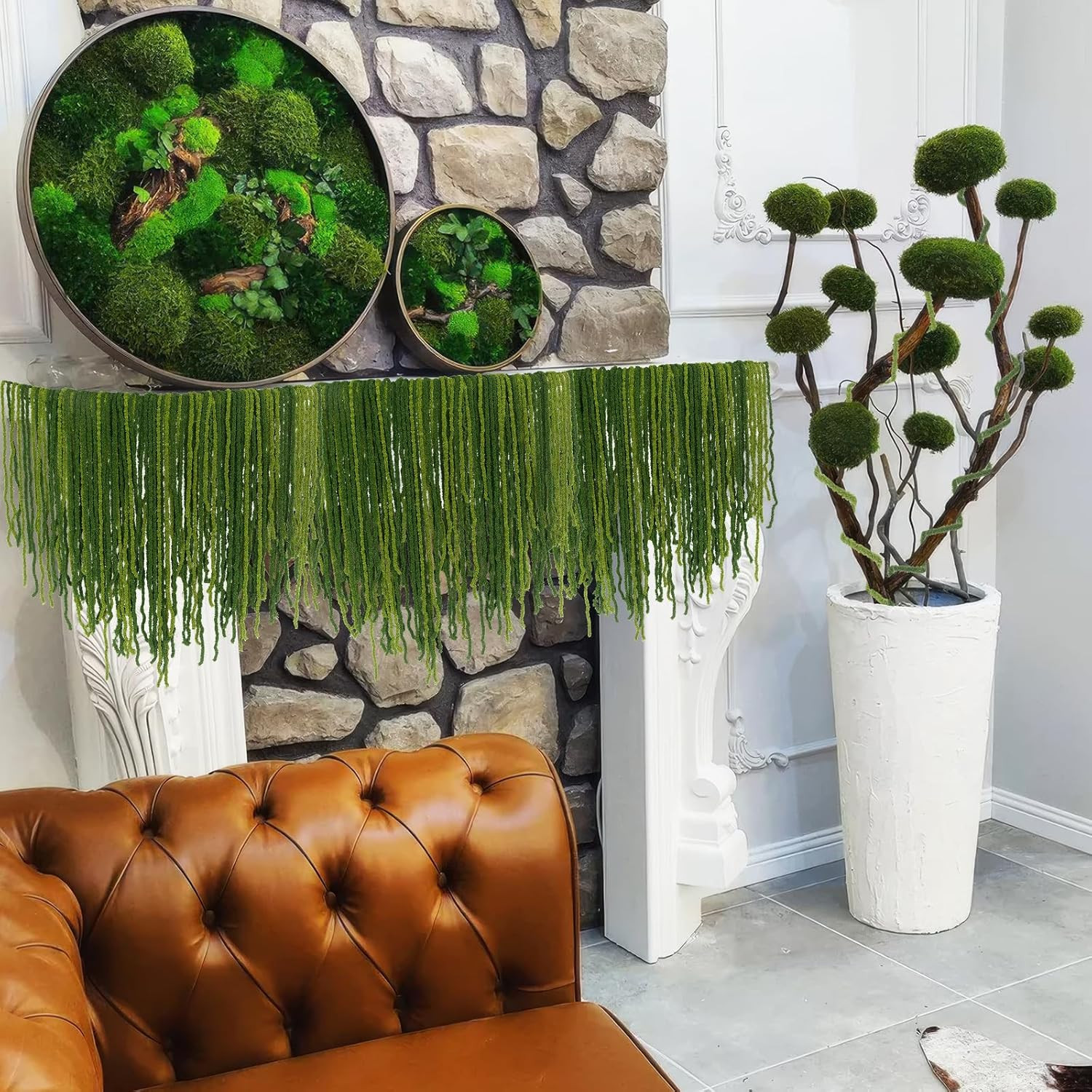 60 Pcs Hanging Moss Vines Faux Moss Garland for Decorating Plants Artificial