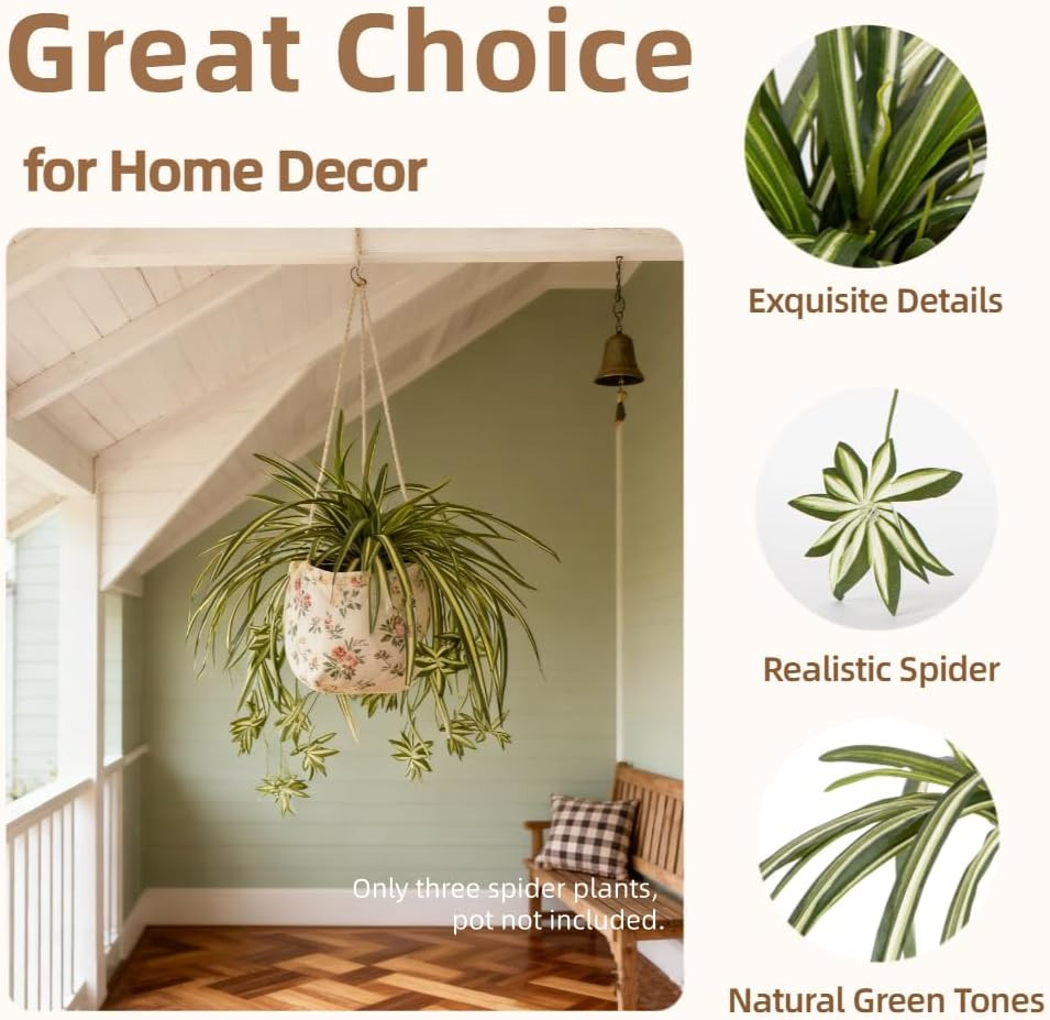 Artificial Spider Plant Silk Faux Chlorophytum Comosum Greenery Fake Spider Hang
