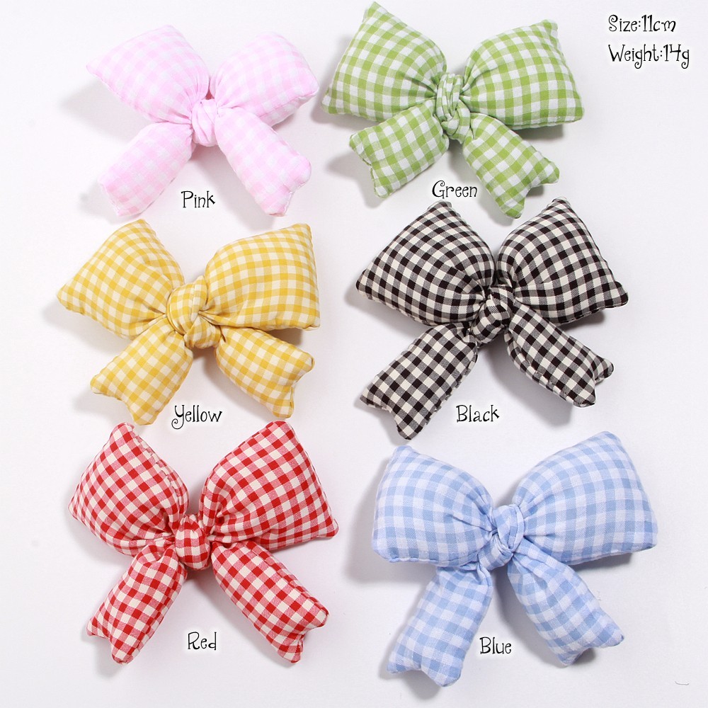11cm 4.33inch Double Layer Checkered Pattern Butterfly Knot DIY Handmade