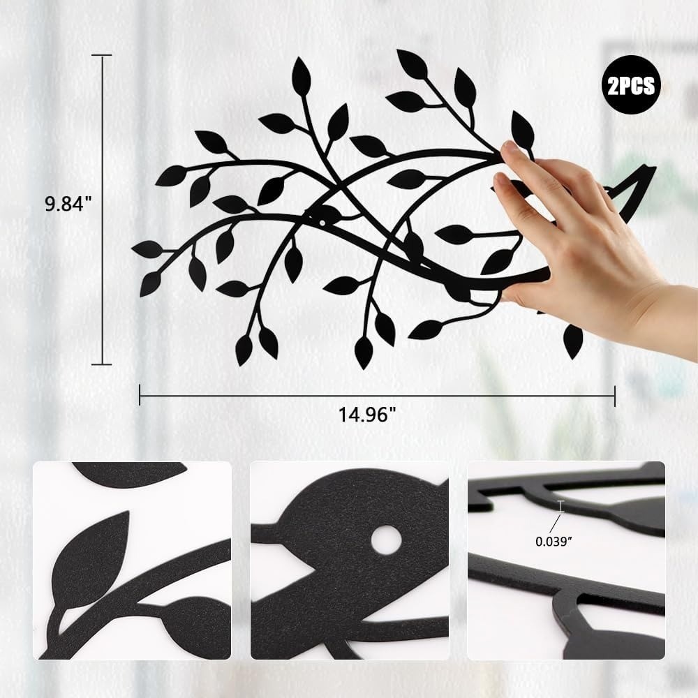 etal Tree Leaf Wall Decor, Vine Olive Leaf Wall Art,Black Wrought Iron
