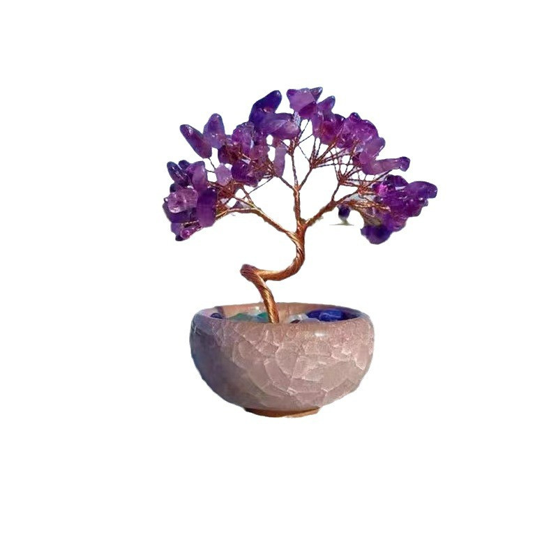 10cm Feng Shui Decoration Crystal Wealth Tree Ornament Handmade Crafts
