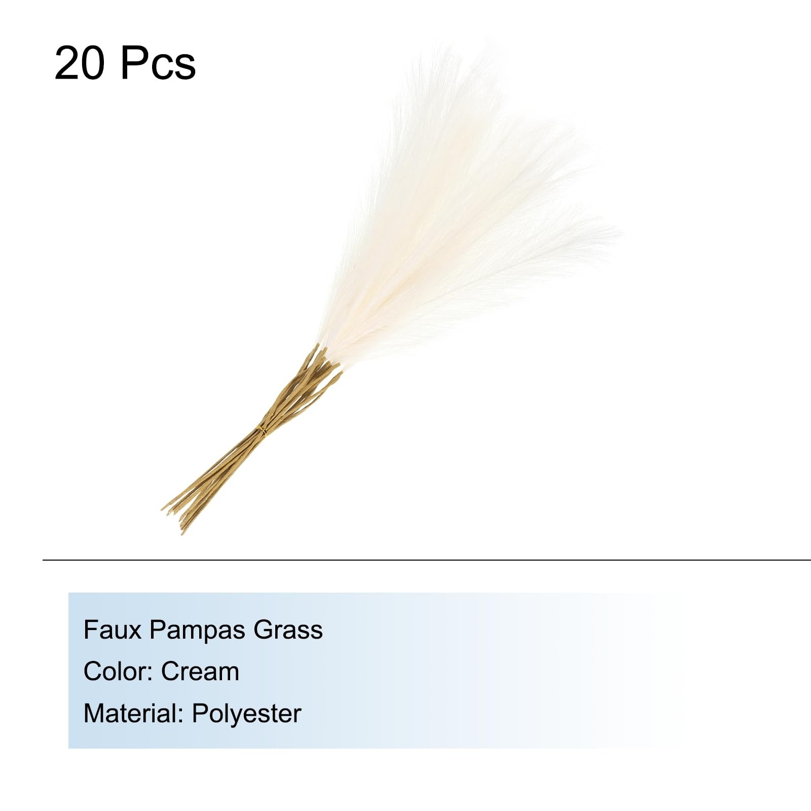20 PCS Cream Faux Pampas Grass 21 inch Fake Stems for Living Room Decor