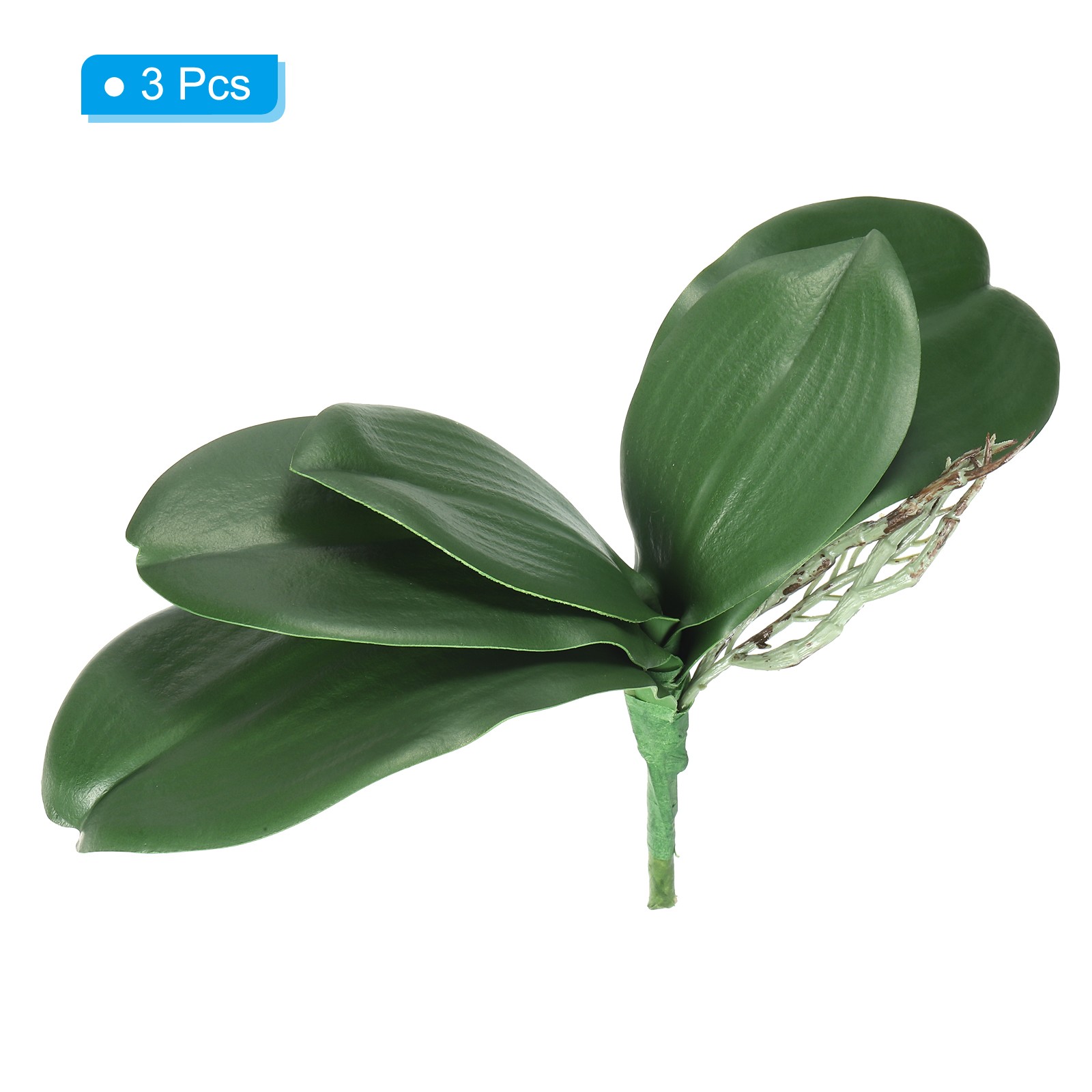 3 Pcs 9.45 Inch Faux Orchid Leaves 5 Petals Artificial Leaf with Stems Home