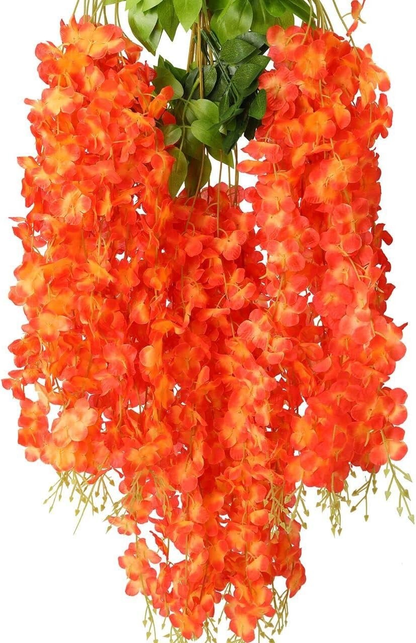 Fermus 24 Pack Artificial Wisteria Hanging Flowers Garland Fake Wisteria Vine fo
