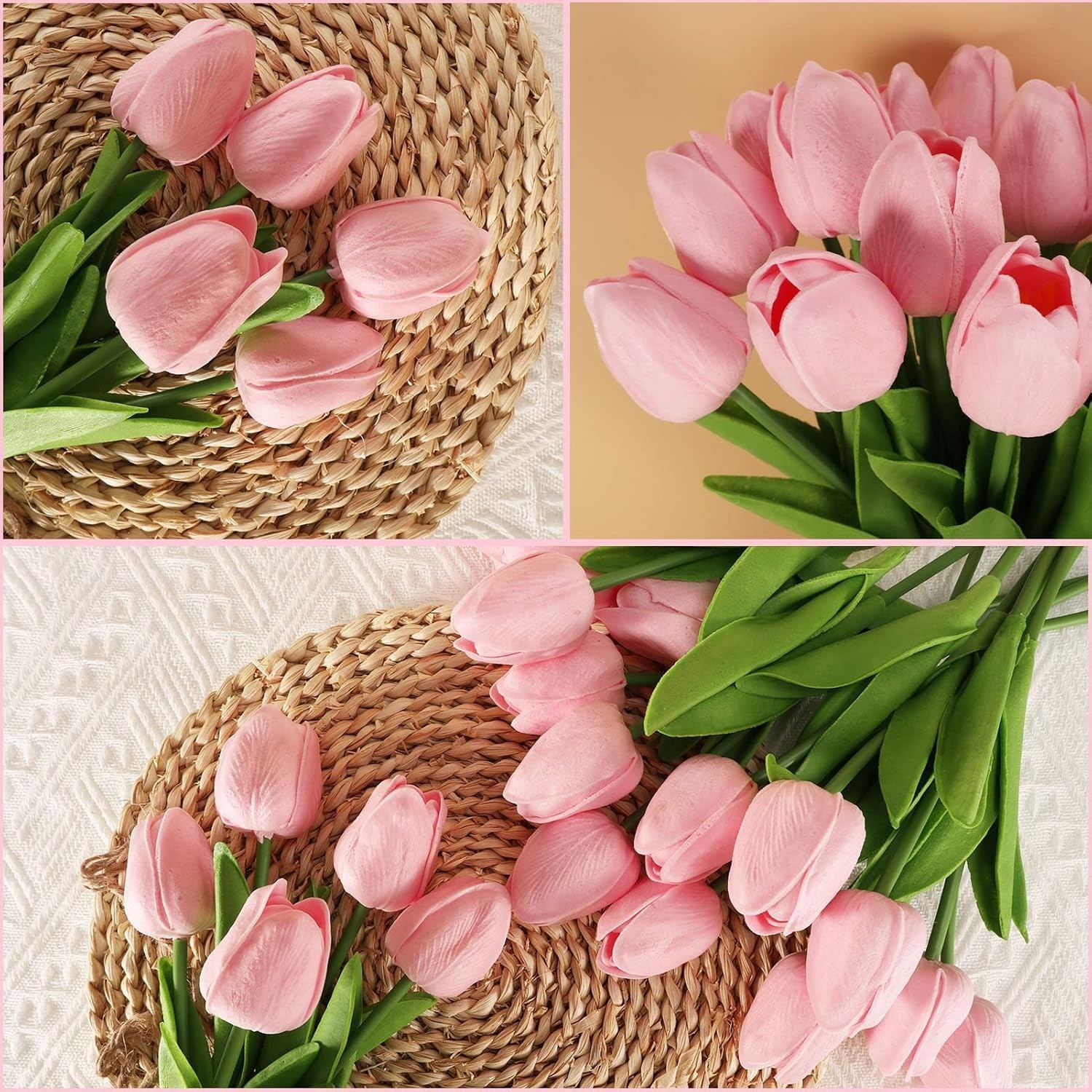 30 Tulipanes Artificiales de Tacto Real de PU, 14″, para Decoración de Hogar NEW