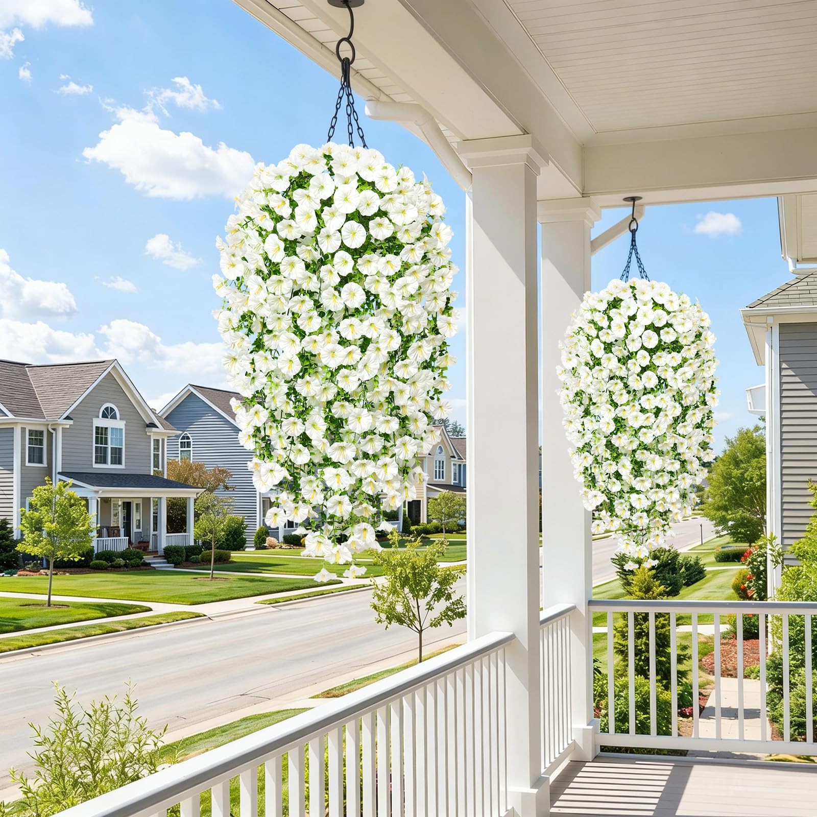 Artificial Fake Hanging Flowers Plants for Outdoor Decoration 2PCS Faux Silk …