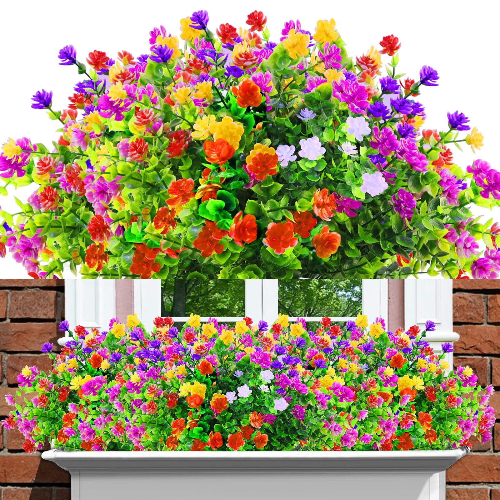 Artificial Fake Plants Flowers for Outdoor Spring Summer Decorarion, 12 Bundl…