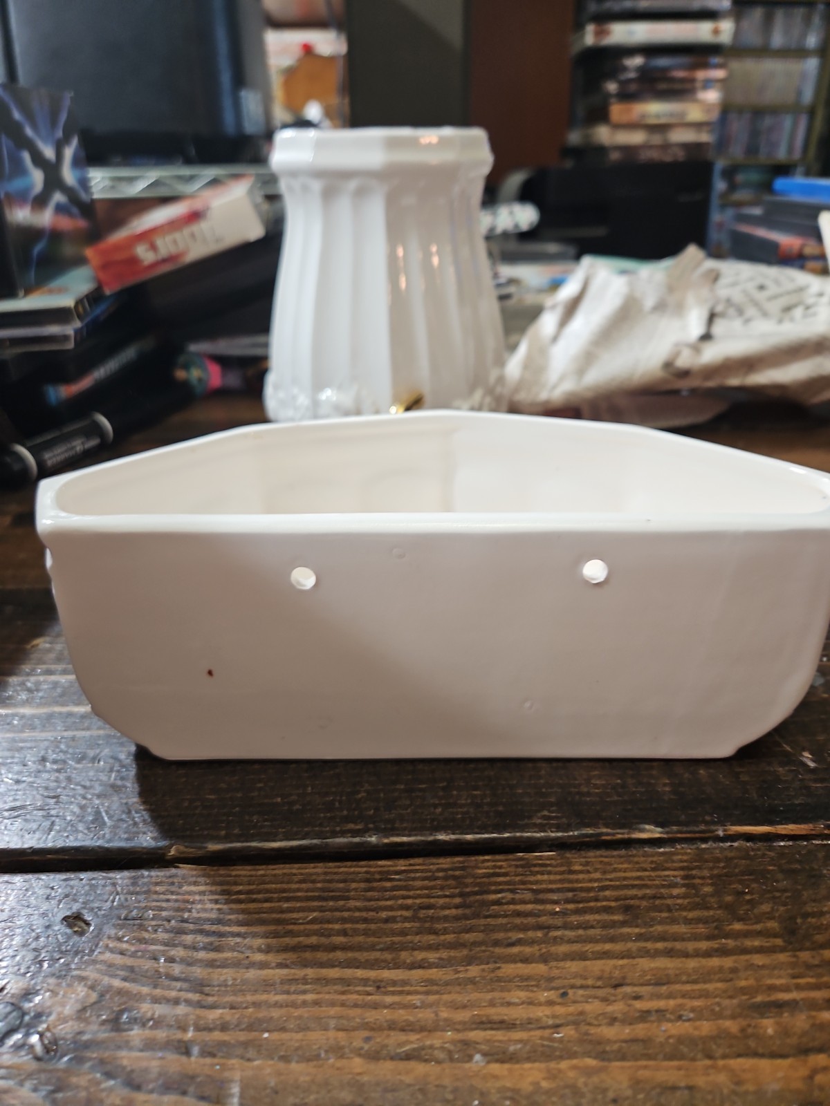 Vtg 2-Piece Lefton Wall Pocket Planter Spigot & Basin Grape & Leaf Pattern #3262