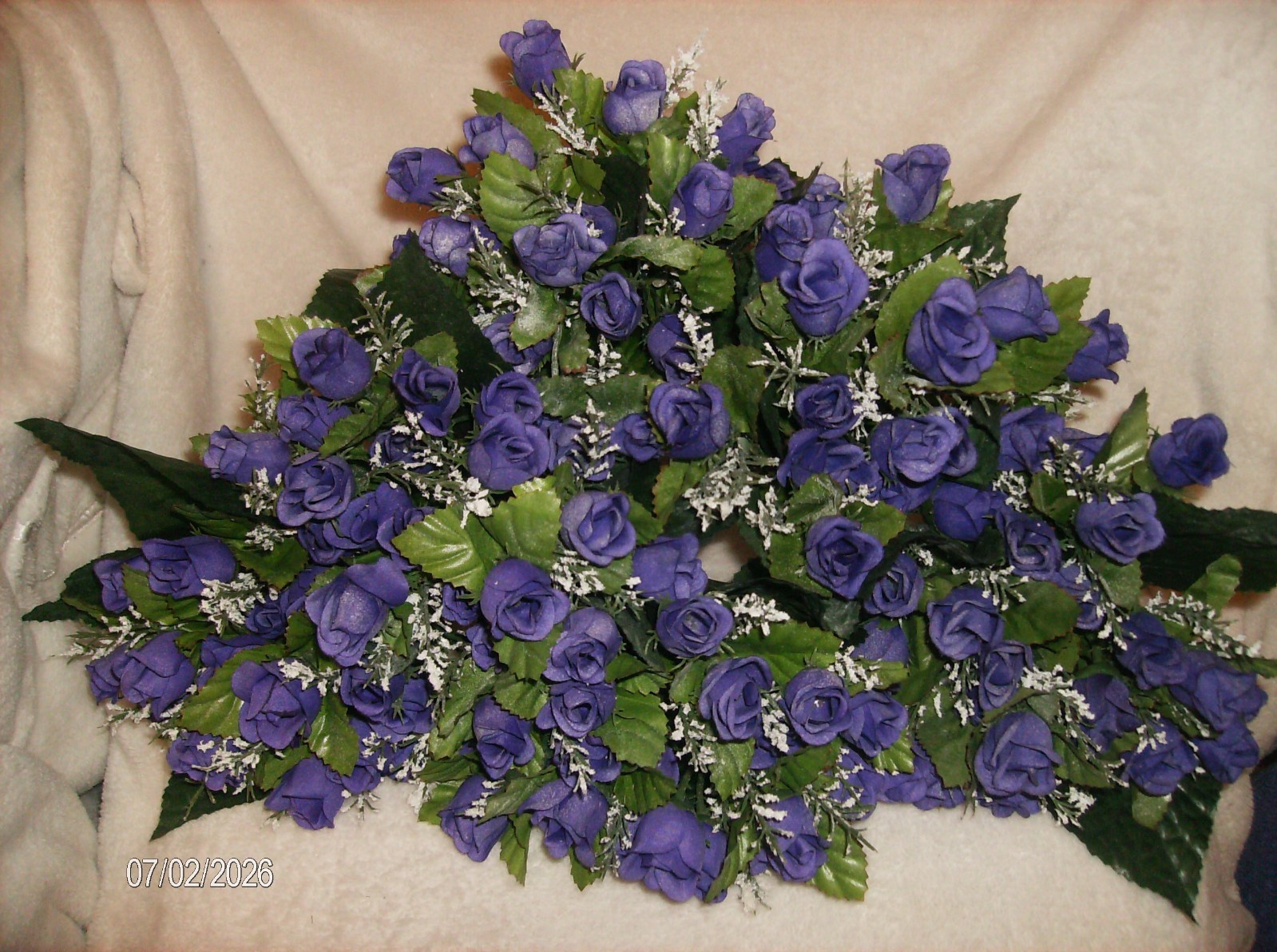 6 PLUSH BUSH PURPLE ROSES SILK SATIN POLY 10″ HIGH EACH ARTIFICIAL BOUQUET #17