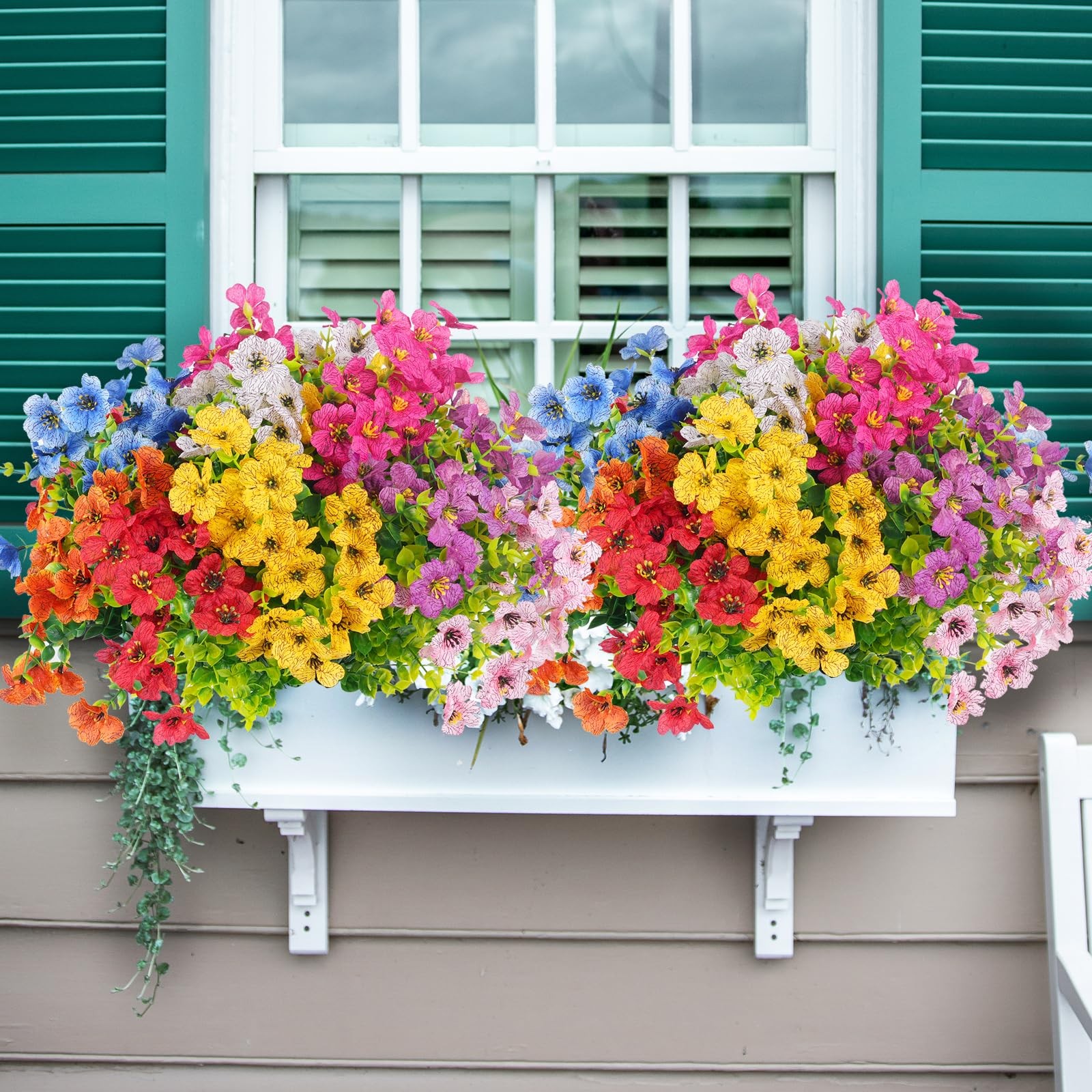 Fake Flowers 16 Bundles Artificial Fake Plants Flowers UV Resistant Realistic…