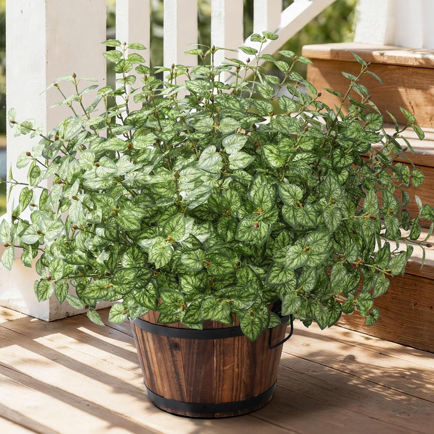 Artificial Plants Outdoor 5 Pcs, Faux Greenery Plants Outdoor UV Resistant Si…