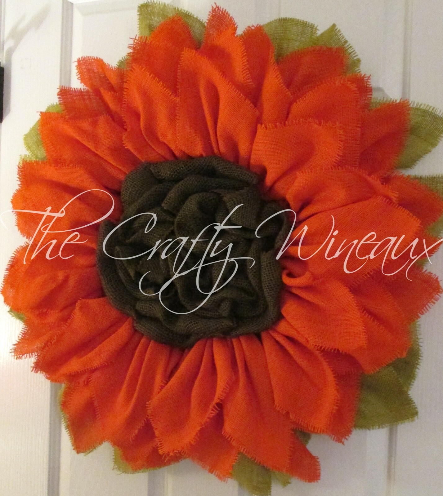 The Crafty Wineaux – Extra Large 30″ Rich Tangerine Burlap Sunflower Wreath
