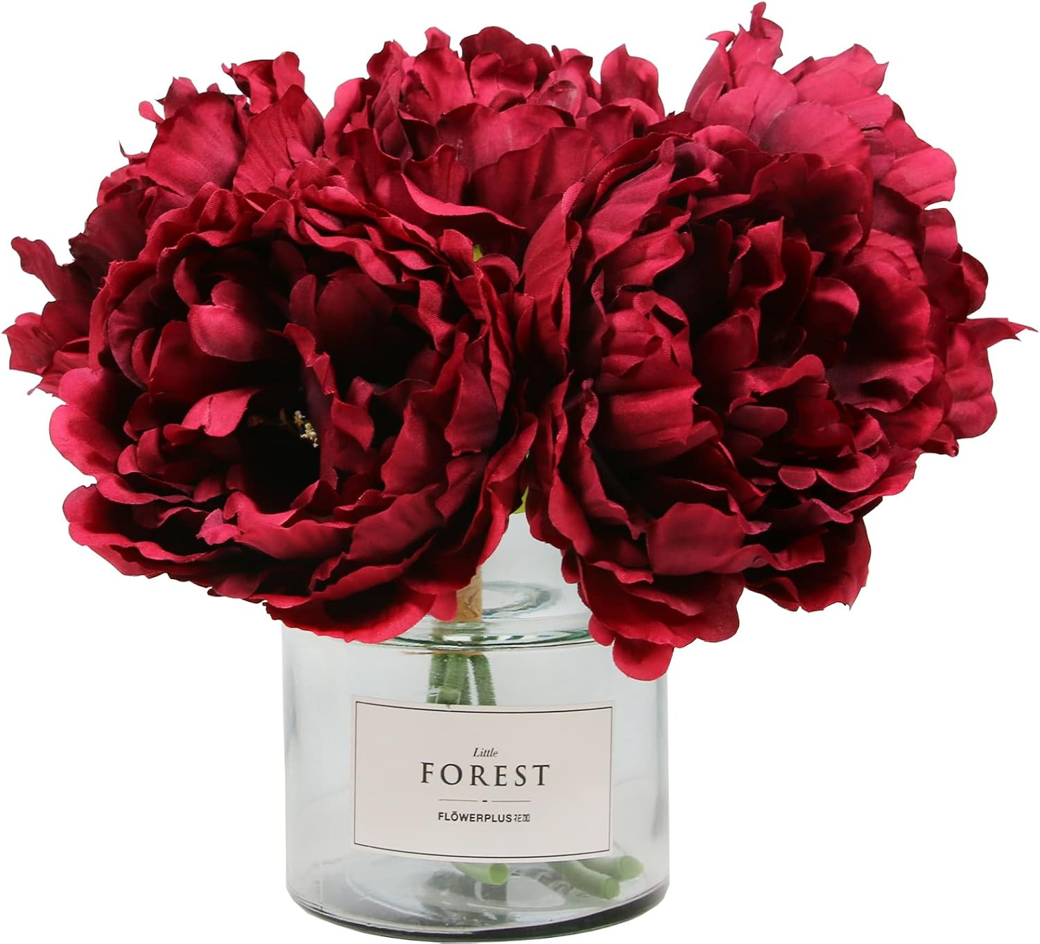 Artificial Peony for Fall Home Decoration, 5 Pcs Red Faux Peonies for Halloween