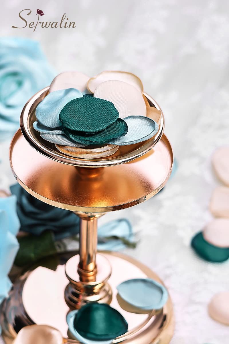 300 PCS Silk Rose Petals 3 Color Mixes Green Gold Flower Girl Scatter