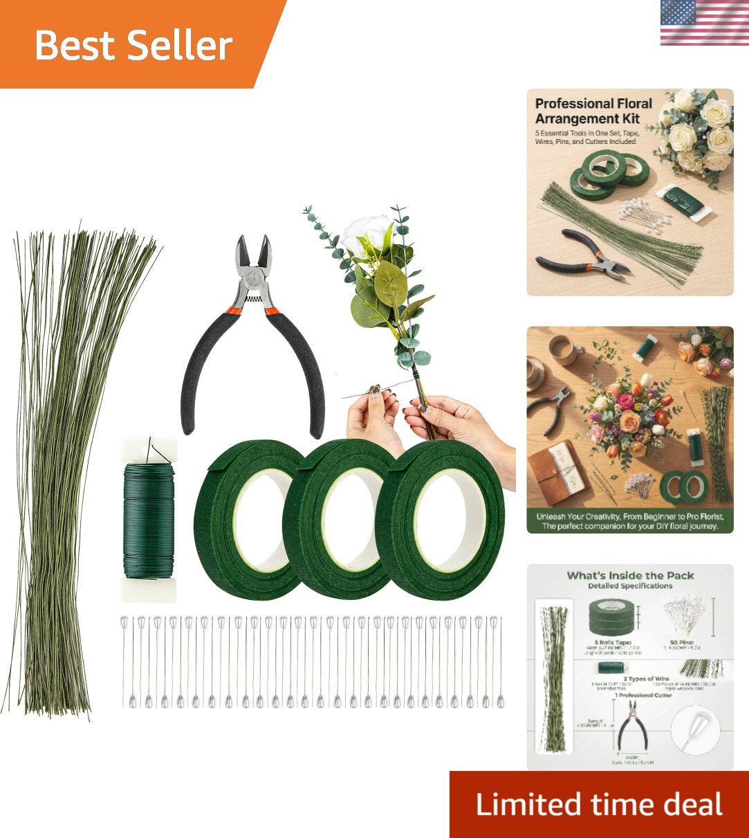 Mother’s Day Floral Arrangement Kit – Floral Tape & Floral Wire Set with Bout…