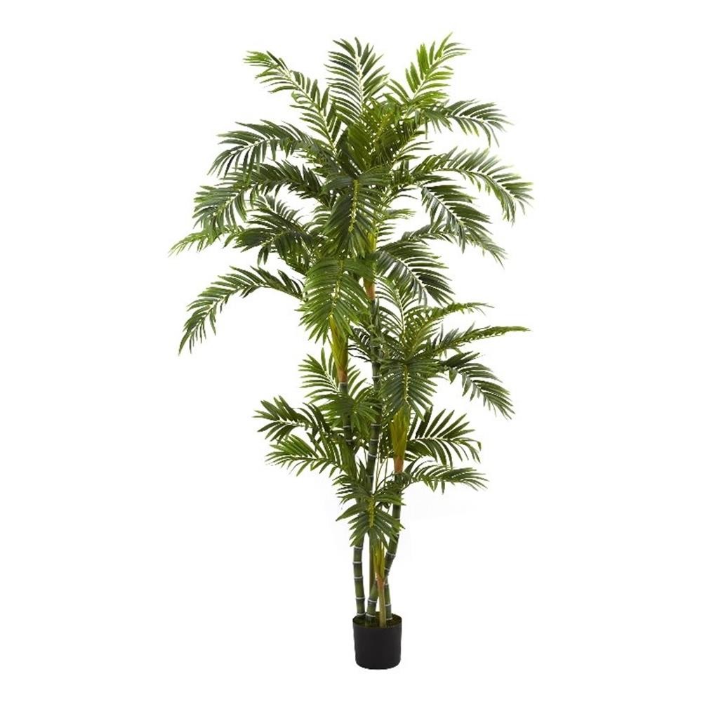 Nearly Natural 72″ Curvy Parlor Palm Silk Tree with 1666 Leaves in Green/Black