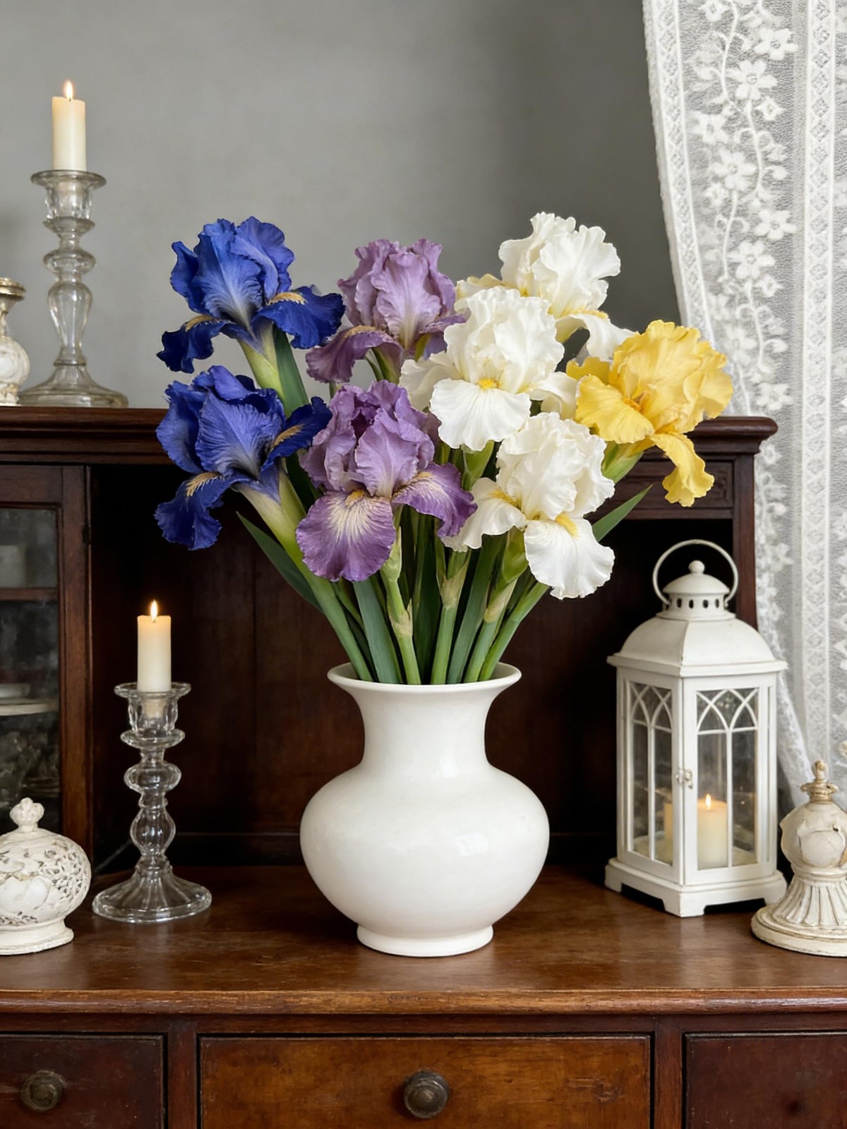 4 Bundle Real Touch Long Stems Iris Flower Silk Artificial Ireland Irish Iris…