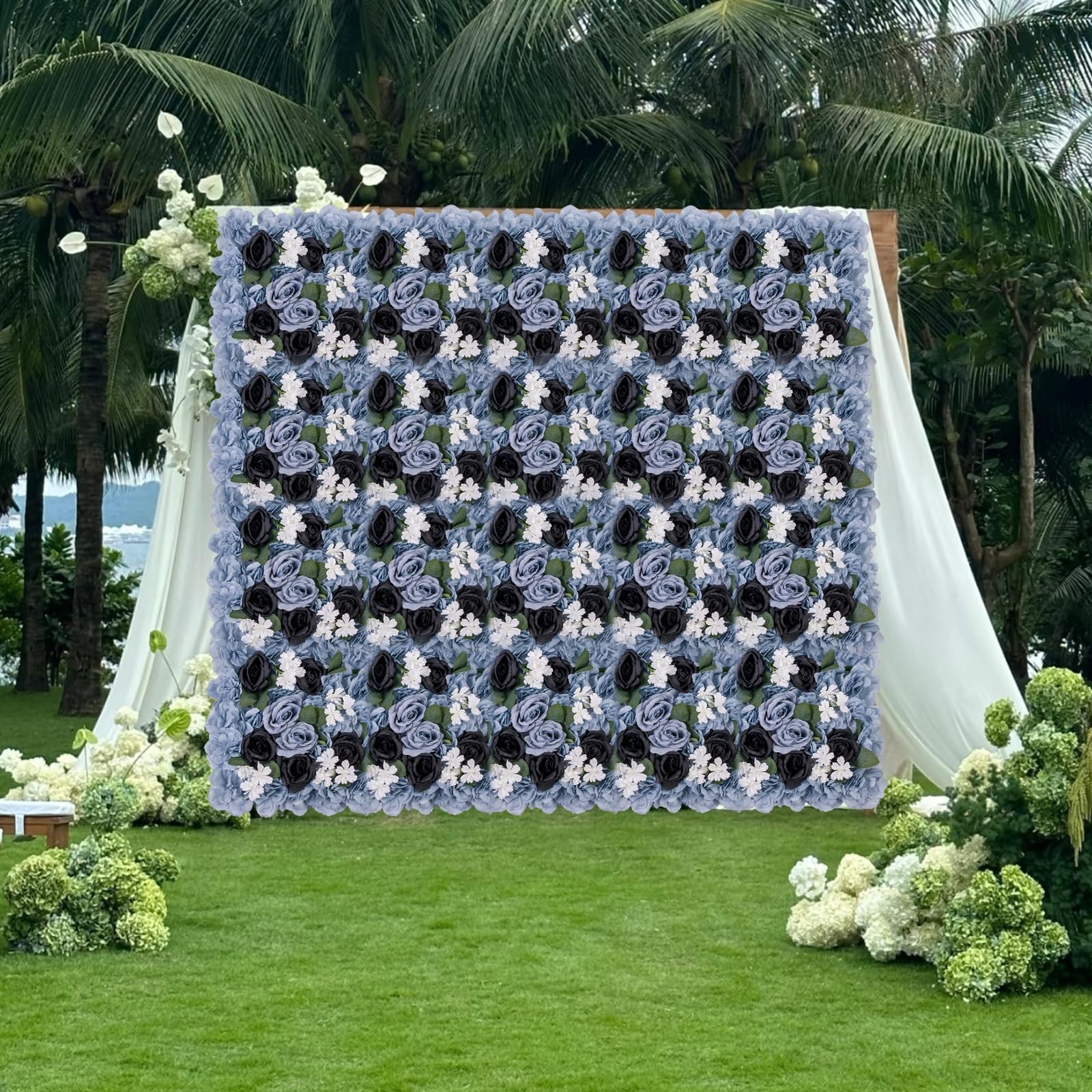 12-Pack Flower Wall Panels, 15×15 Inch Artificial Silk Rose Backdrop for Wedd…
