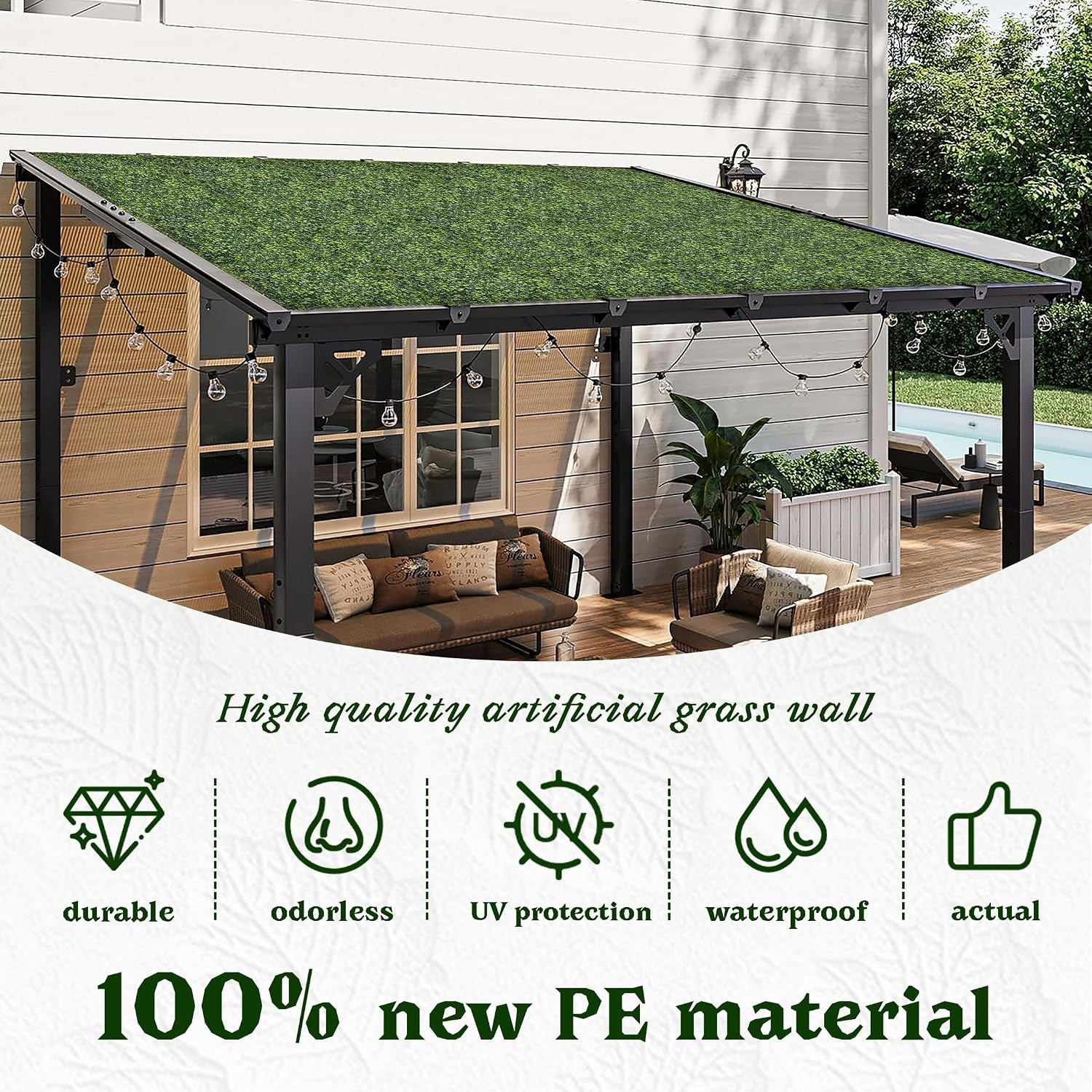 Artificial Boxwood Roll Panel Backdrop: 40″X120″ Uv-Anti Greenery Faux Grass Wal