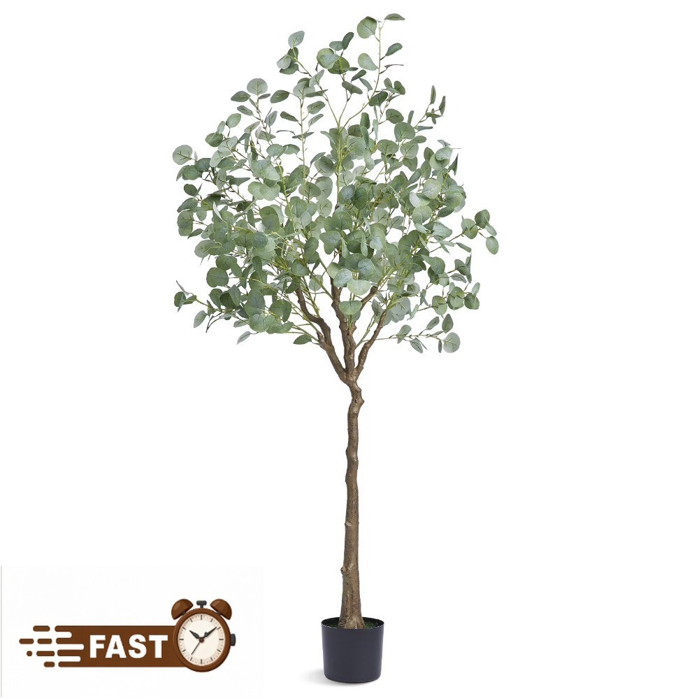 6 FT Artificial Eucalyptus Tree, Durable PE Material, Stable Design
