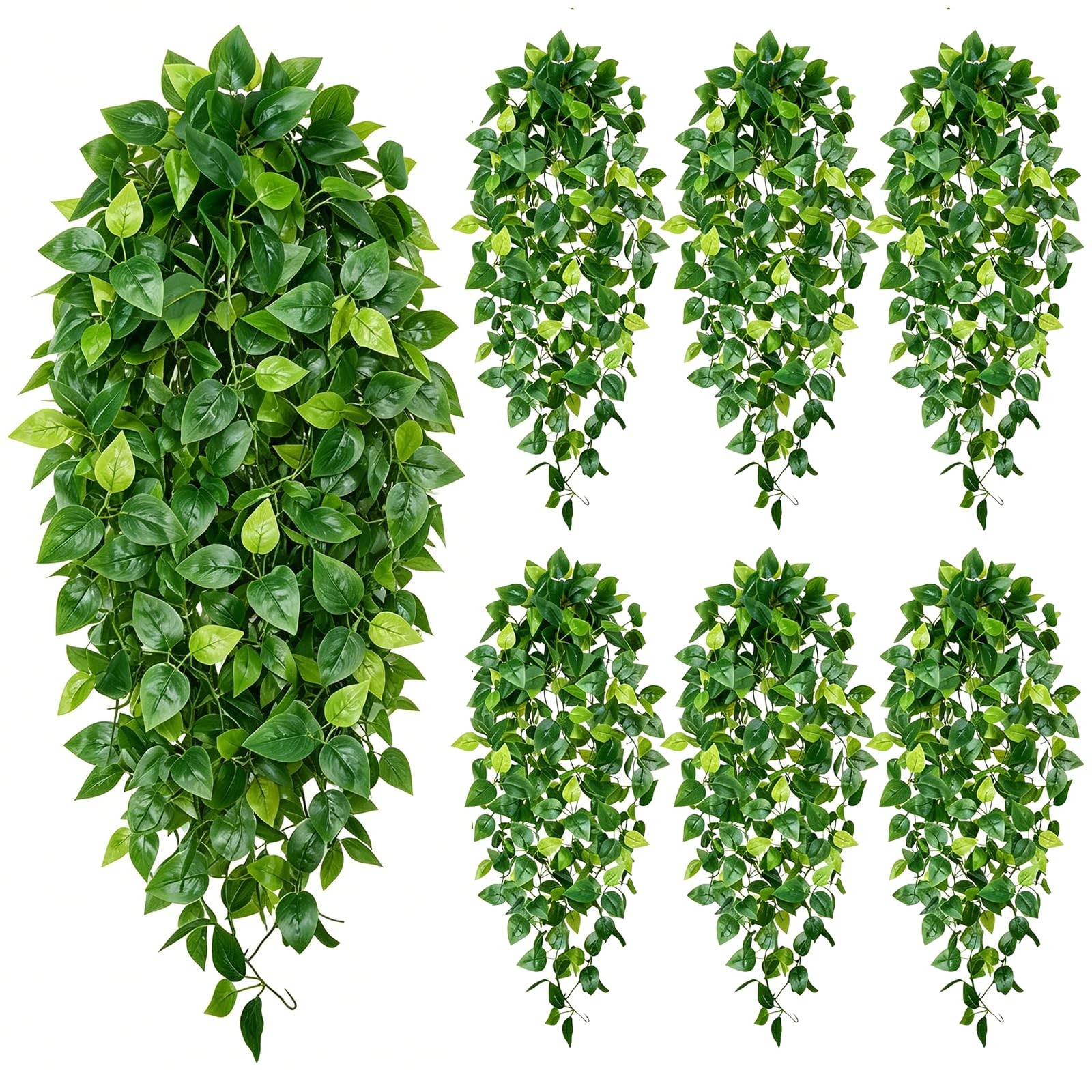 6Pcs Artificial Pothos Fake Hanging Plants Vines Faux Hanging Plants Fake Ivy…