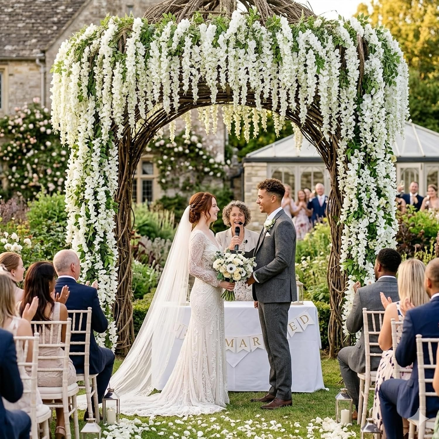 Artificial Wisteria Hanging Flowers Fake Wisteria Flower Garland Silk Vines Ratt