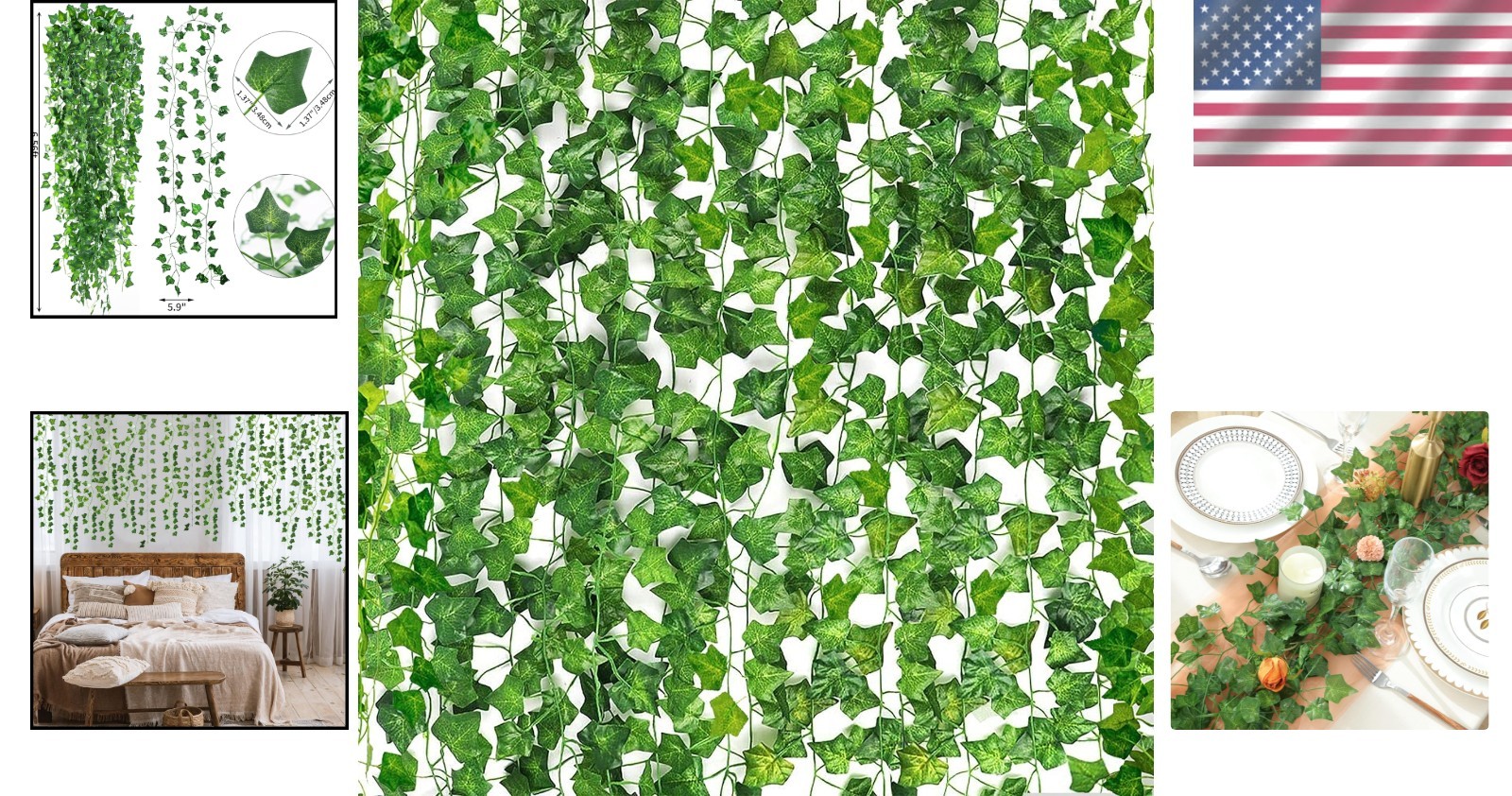24 Pack 158ft Artificial Ivy Vines – Lifelike Greenery for Indoor & Outdoor D…