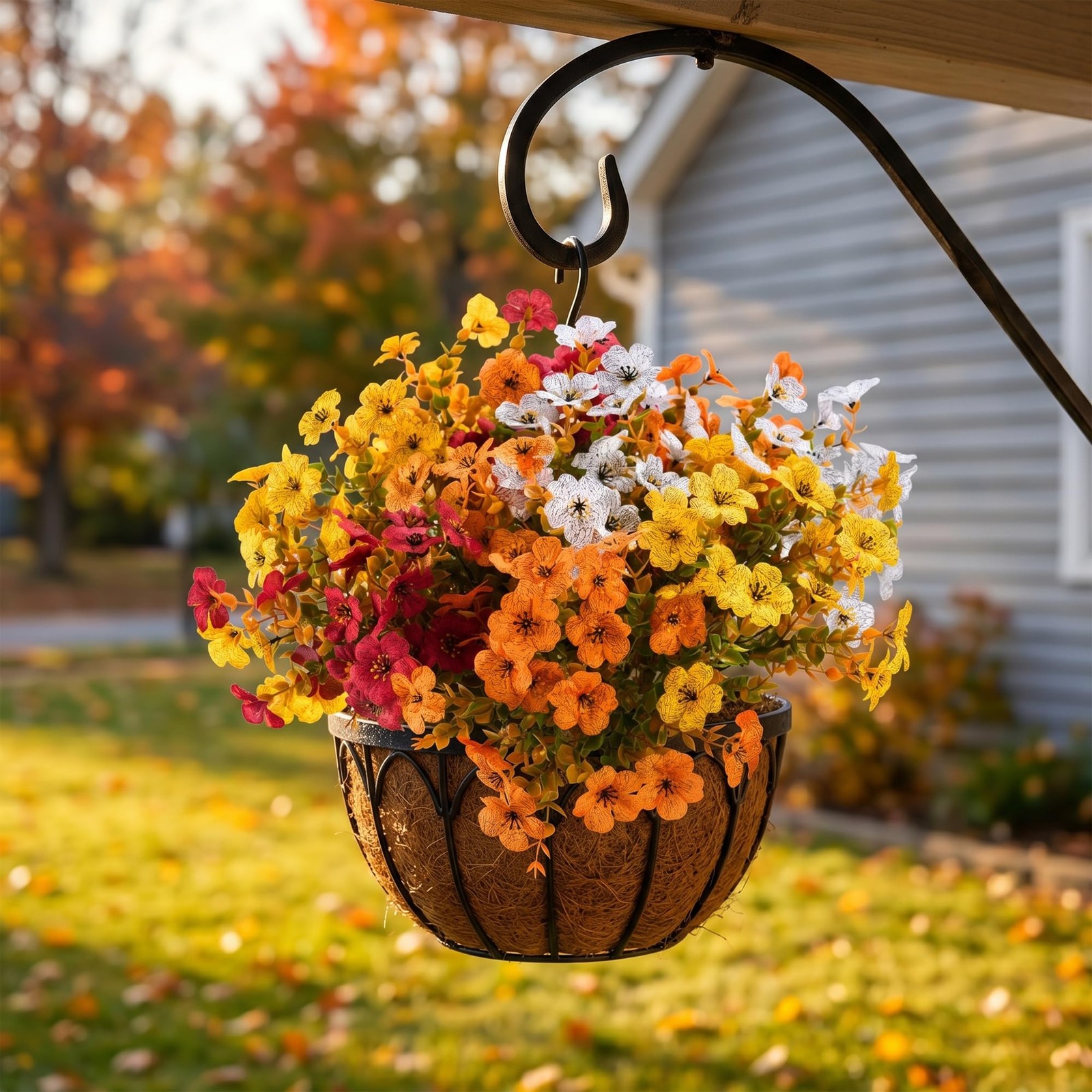 12 Bundles Artificial Fall Flowers, UV-Resistant Faux Plants