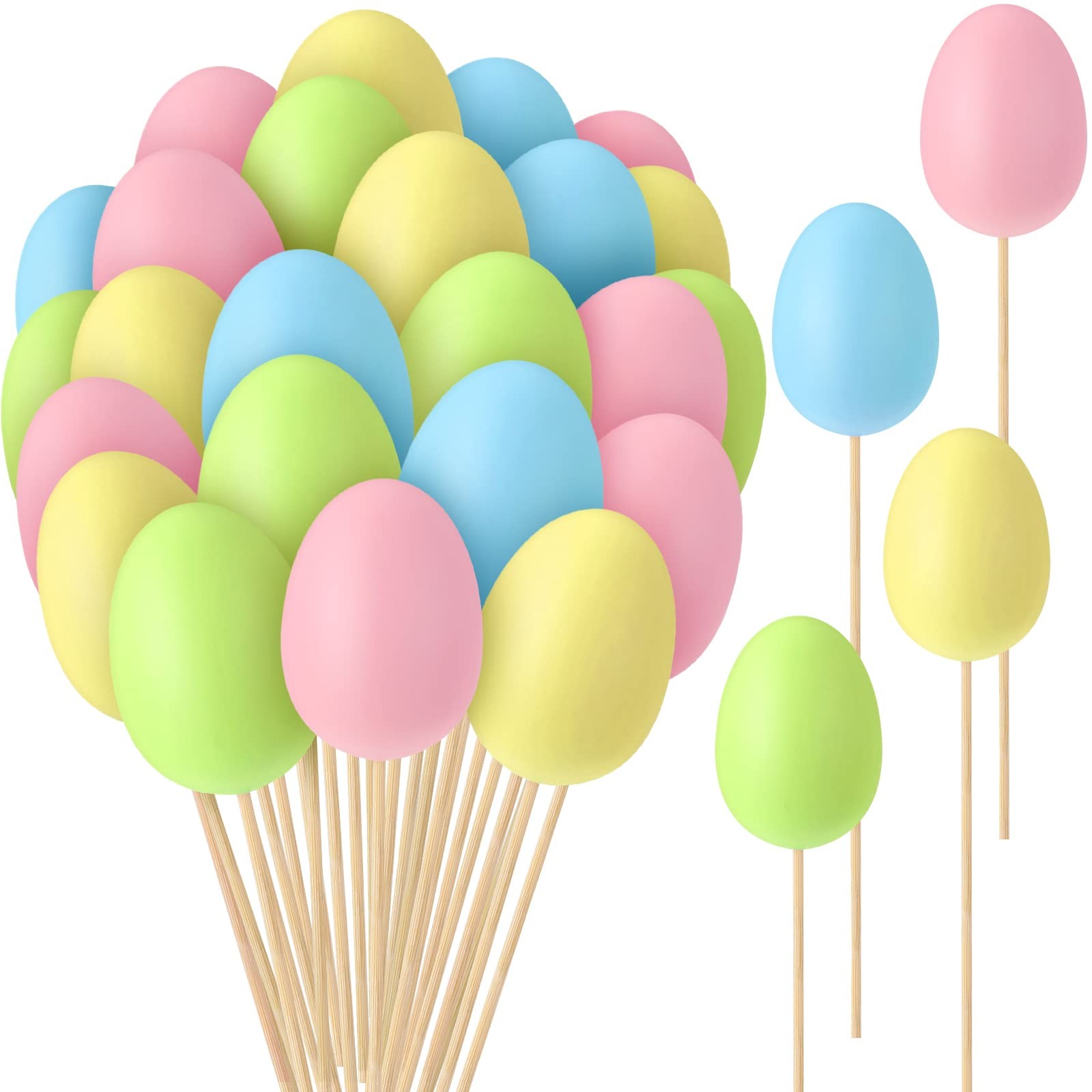 40 PCS Easter Egg Picks Pastel Foam Floral Sticks Decorations Home Center