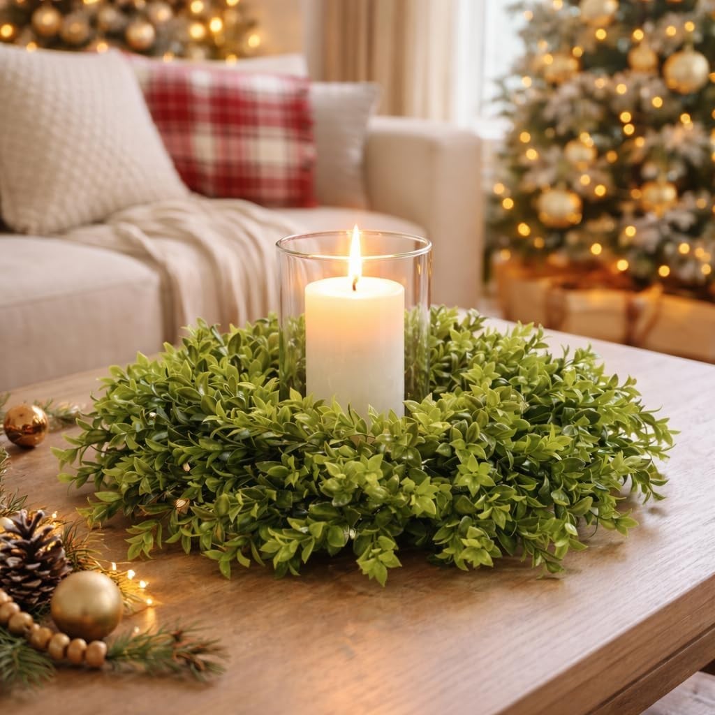 Elegant 23-Inch Boxwood Wreath – -Round Indoor/Outdoor Decor Solution